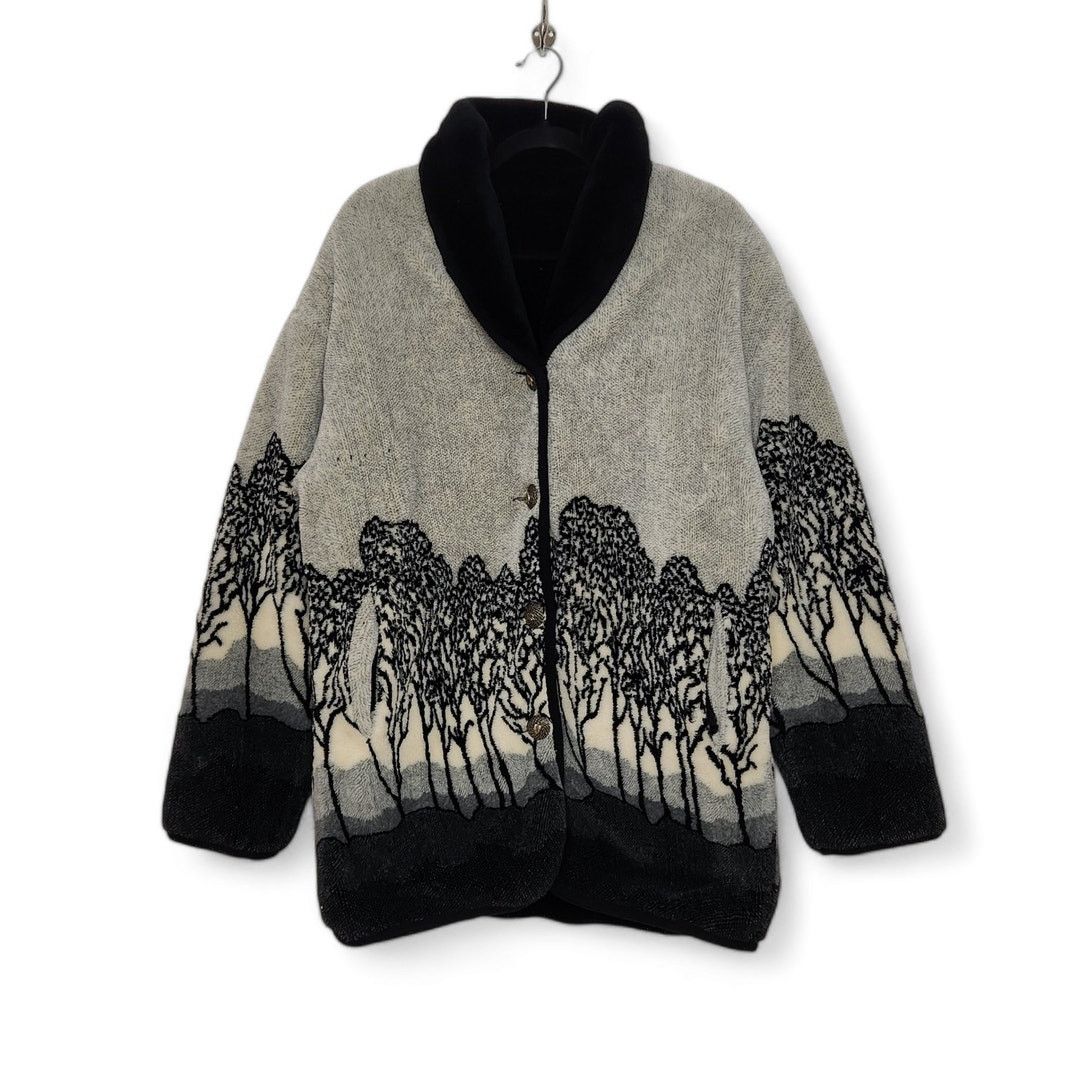 Vintage Vintage Reversible Fleece Jacket Trees Nature Sky Grandma Size S / US 4 / IT 40 - 1 Thumbnail