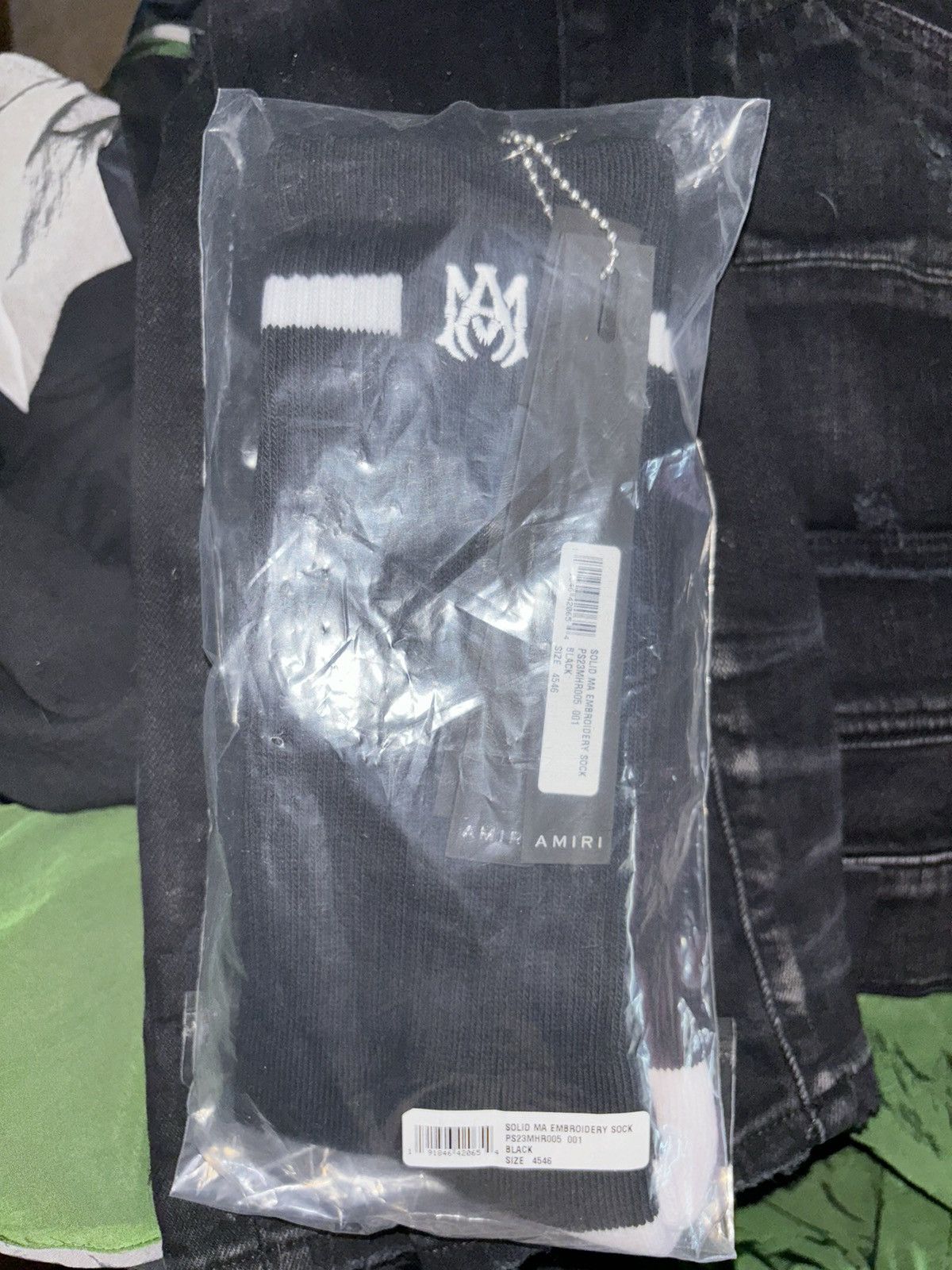 Amiri × Designer Amiri Ribbed Log Socks "Black" Size ONE SIZE - 3 Thumbnail