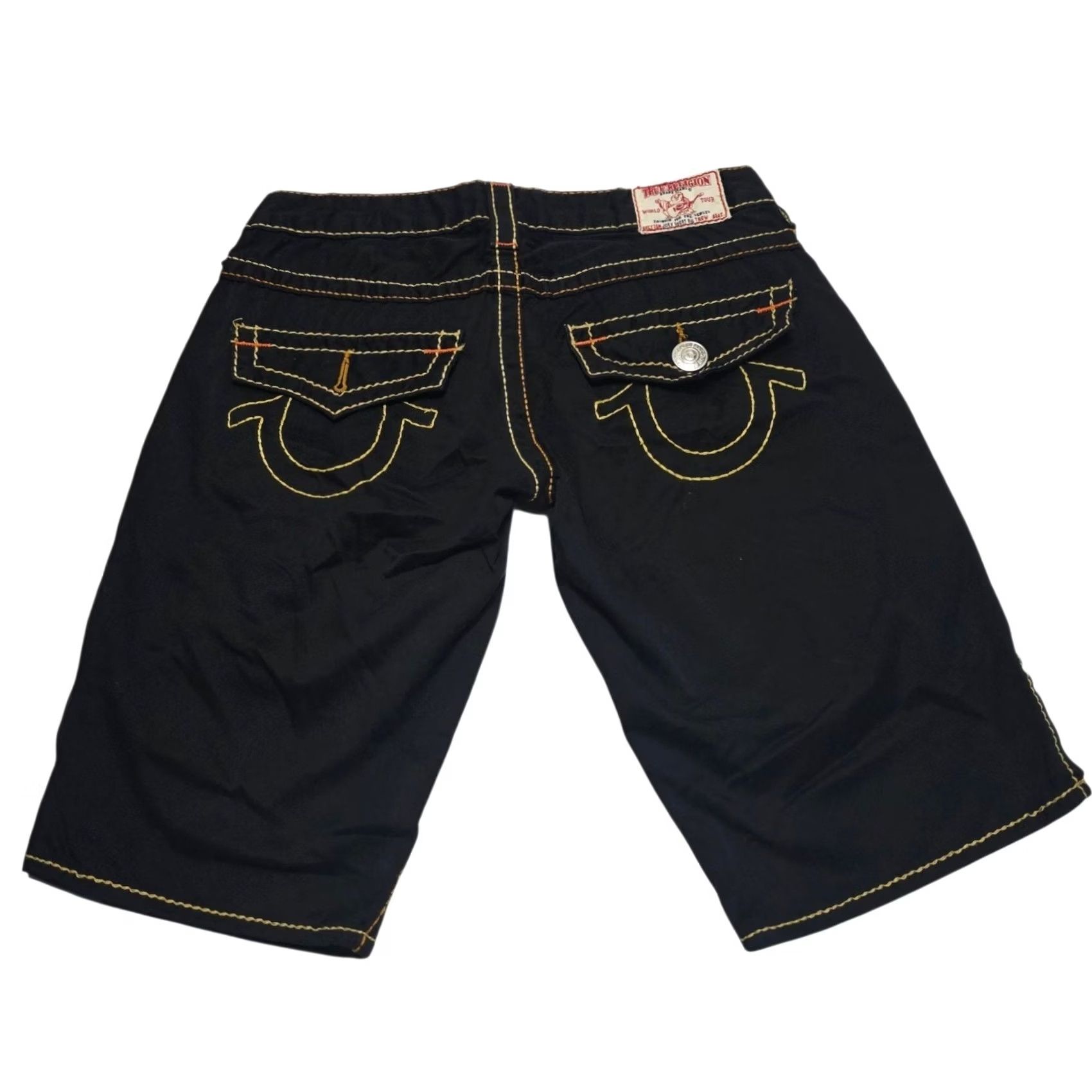 True Religion VINTAGE True Religion Joey Short Big T Women’s Size 27 Black Shorts Made USA 5-Pocket Design Button Logo Pockets Regular Waist 27in Y2k Size 27" / US 4 / IT 40 - 2 Thumbnail