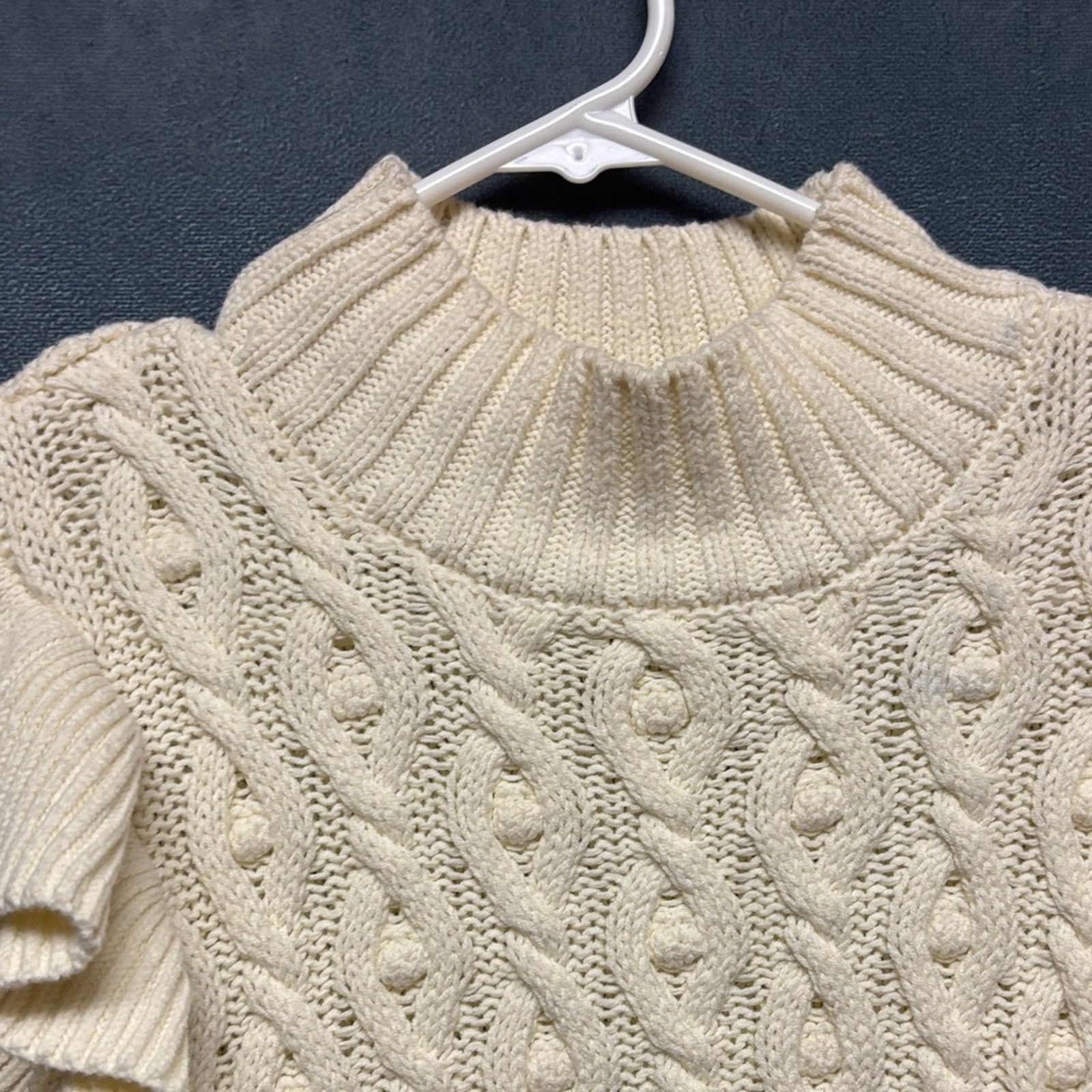 Other ON 34th Cream Cable Knit Flutter Sleeve Sweater Womens Small Size S / US 4 / IT 40 - 5 Thumbnail