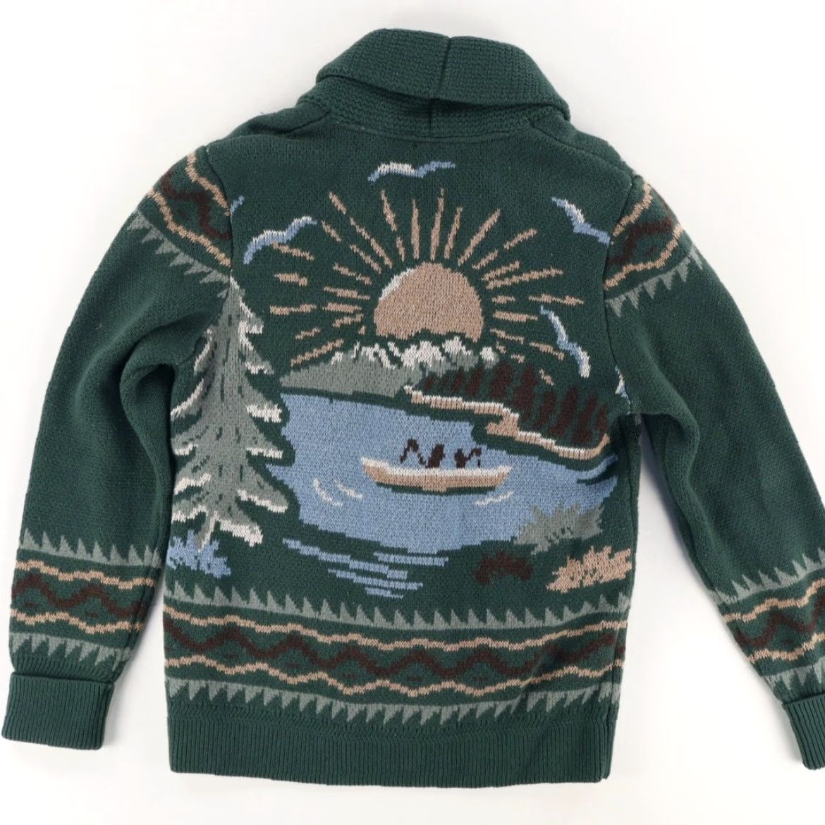 Faherty Faherty Camp Cardigan Cowichan Solid Long Sleeve Sweater Green Men's M Shirt Size US M / EU 48-50 / 2 - 4 Thumbnail