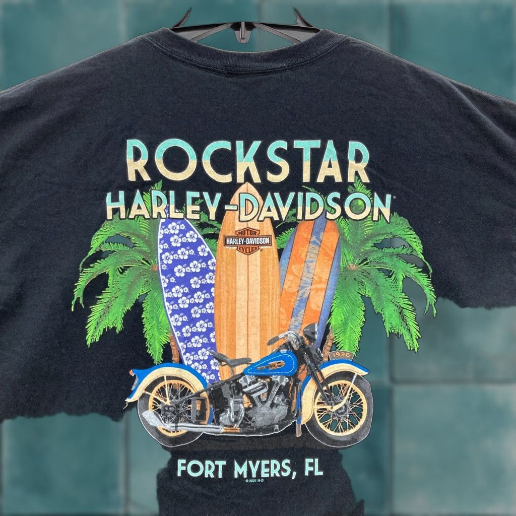 Harley Davidson Harley-Davidson T Shirt Mens 2XL Black Graphic Print Crew Neck Short Sleeve Motorcycle Biker Rockstar Size US XXL / EU 58 / 5 - 1 Thumbnail