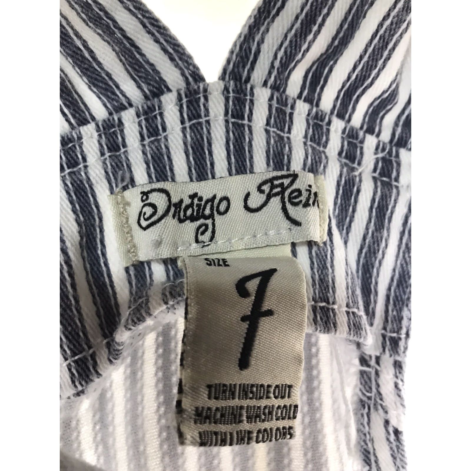 Gloverall Indigo Rein Women’s Shorts Size 7 Denim Striped Shortalls Casual Summer Breathable Easy Care Size 28" / US 6 / IT 42 - 2 Thumbnail