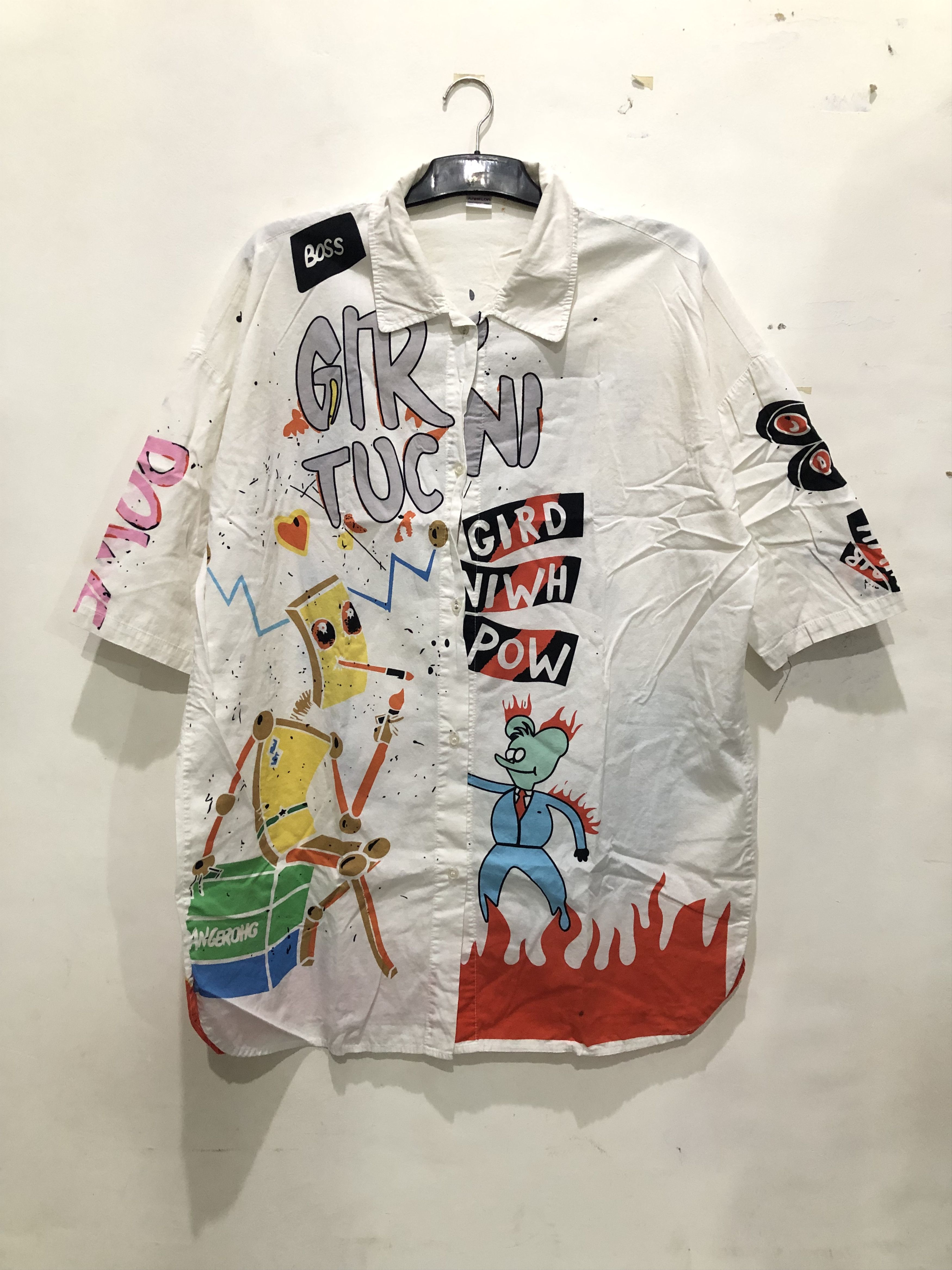 Japanese Brand Anhelon Robotic Pusst Not War Shirt Button Up Size US L / EU 52-54 / 3 - 1 Thumbnail