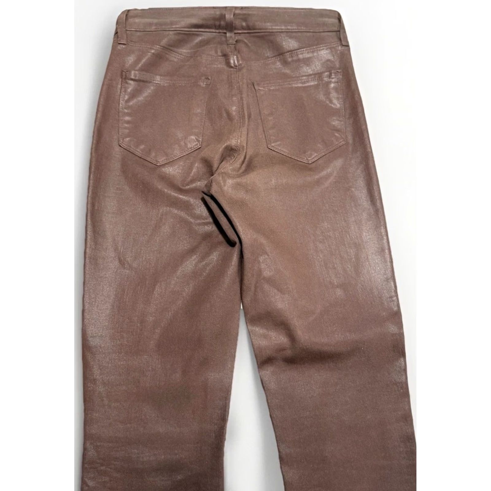 L'AGENCE L Agence Jeans Skinny Womens High Rise Coated Marguerite Cocoa Brown 27 Inseam 27.5 Zip Button Stretch Slimming City Season Fall Winter Spring Size 27" / US 4 / IT 40 - 7 Thumbnail