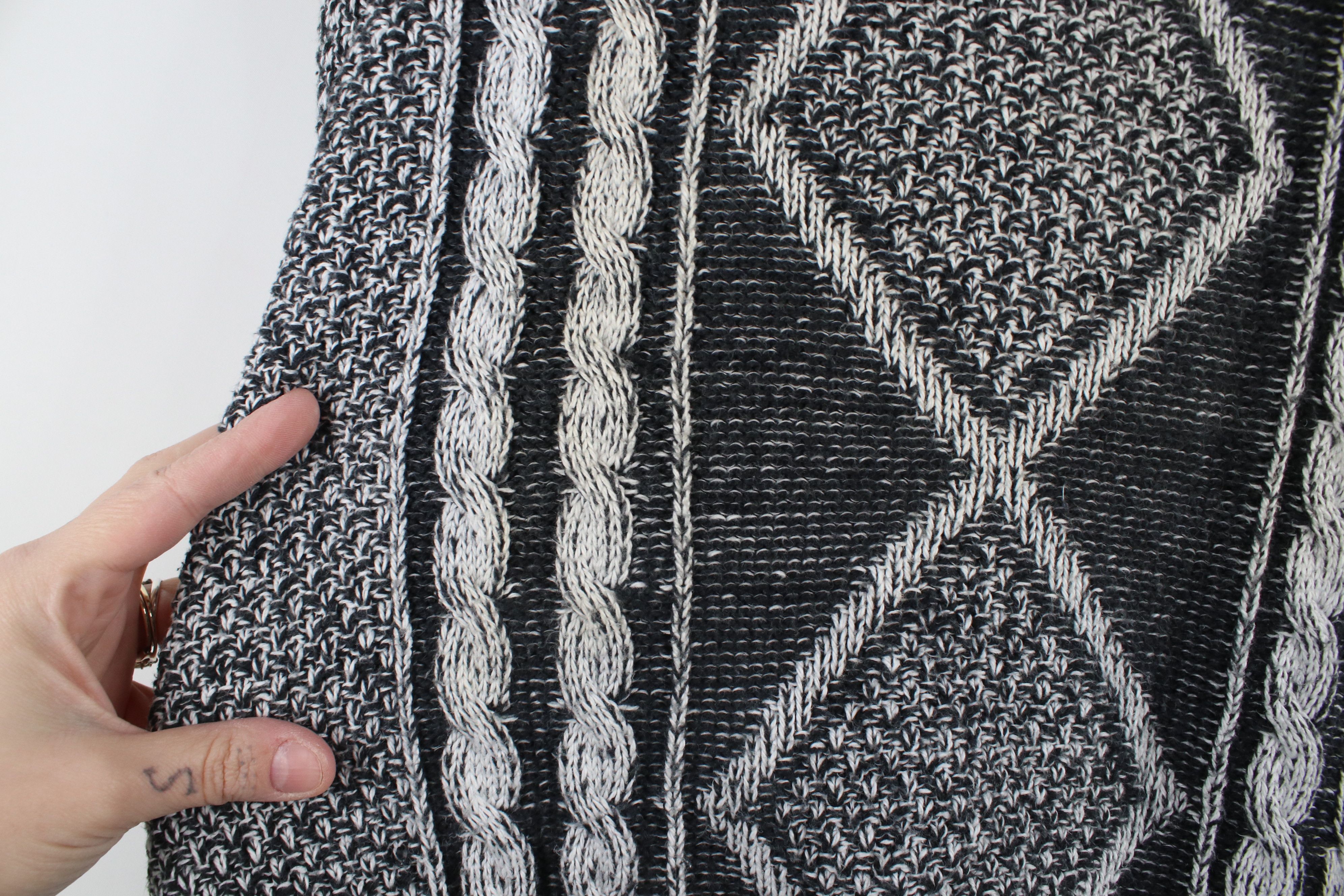 Vintage Vintage 90s Streetwear Geometric Thermal Cable Knit Sweater Size XL / US 12-14 / IT 48-50 - 5 Thumbnail
