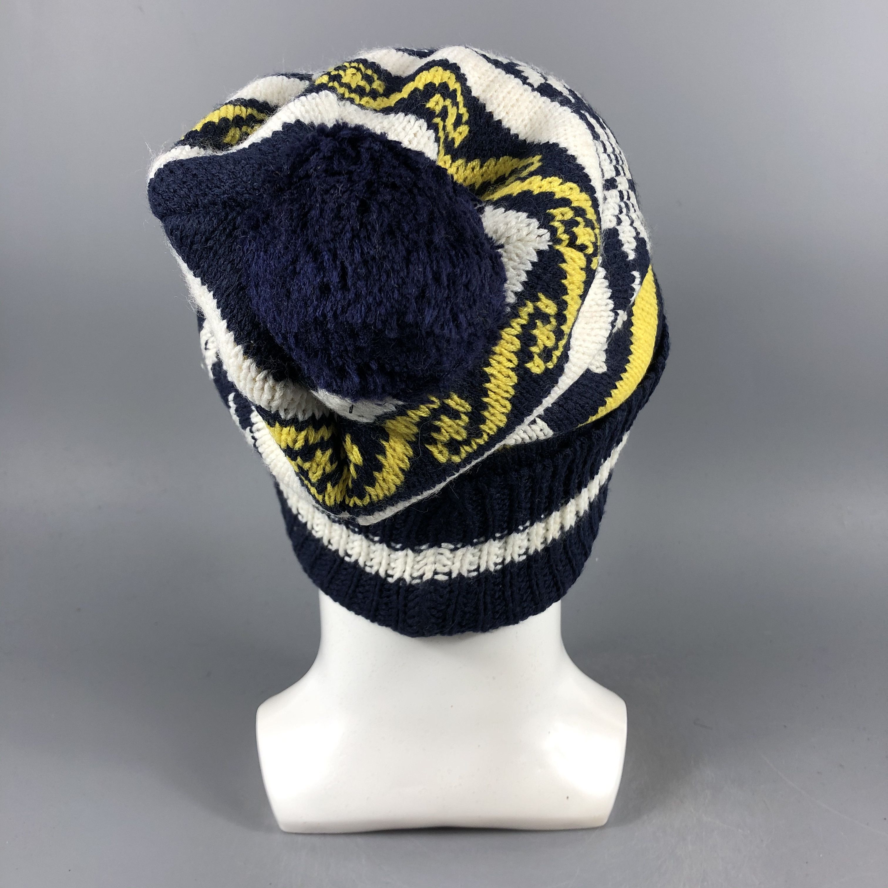 Vintage Dip Drops Stripe Beanie Snow Hat Snow Cap -D1198 Size ONE SIZE - 3 Thumbnail
