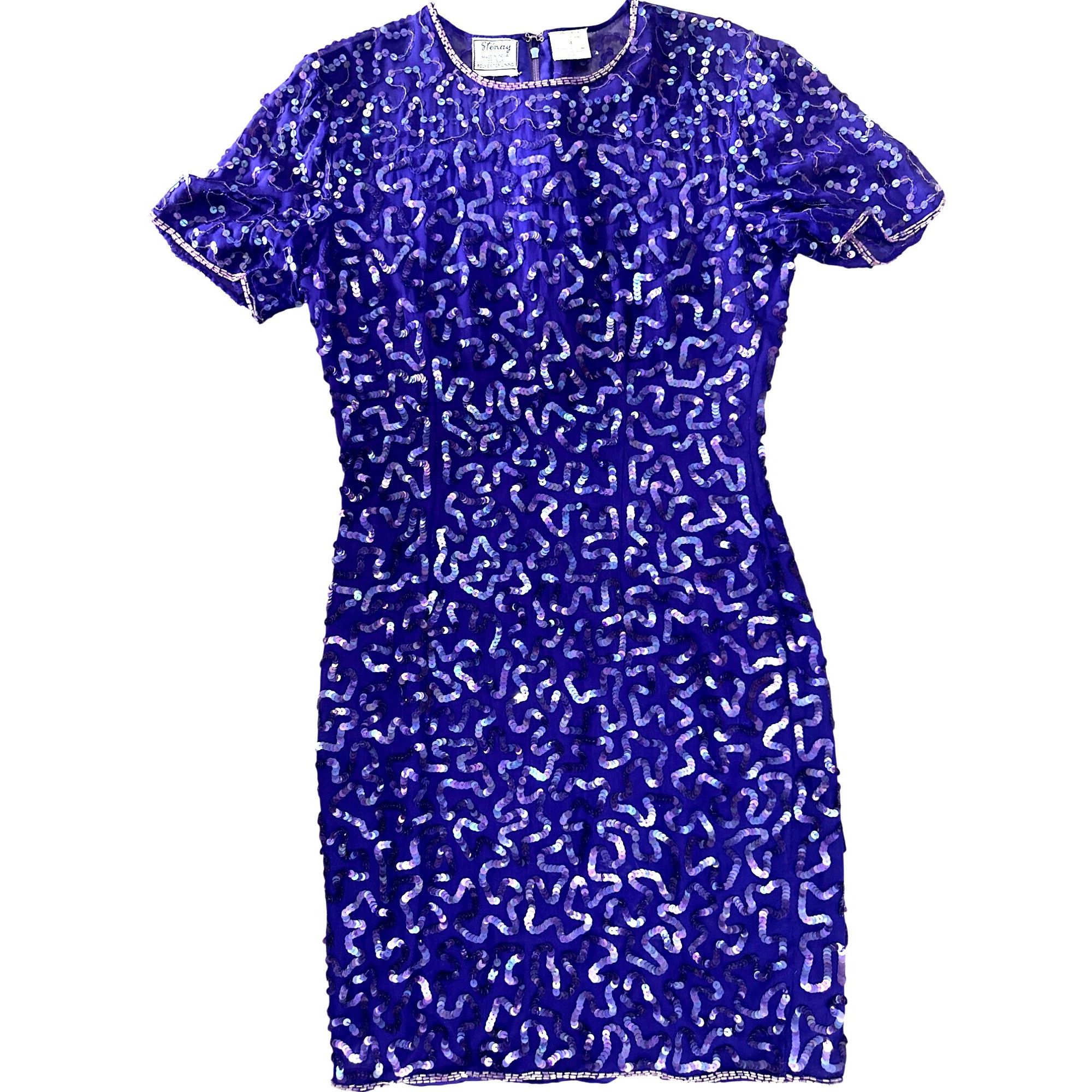 Other All Silk Vintage Dress by Stenay Size 4 Purple Sequin Cockta Size S / US 4 / IT 40 - 9 Thumbnail