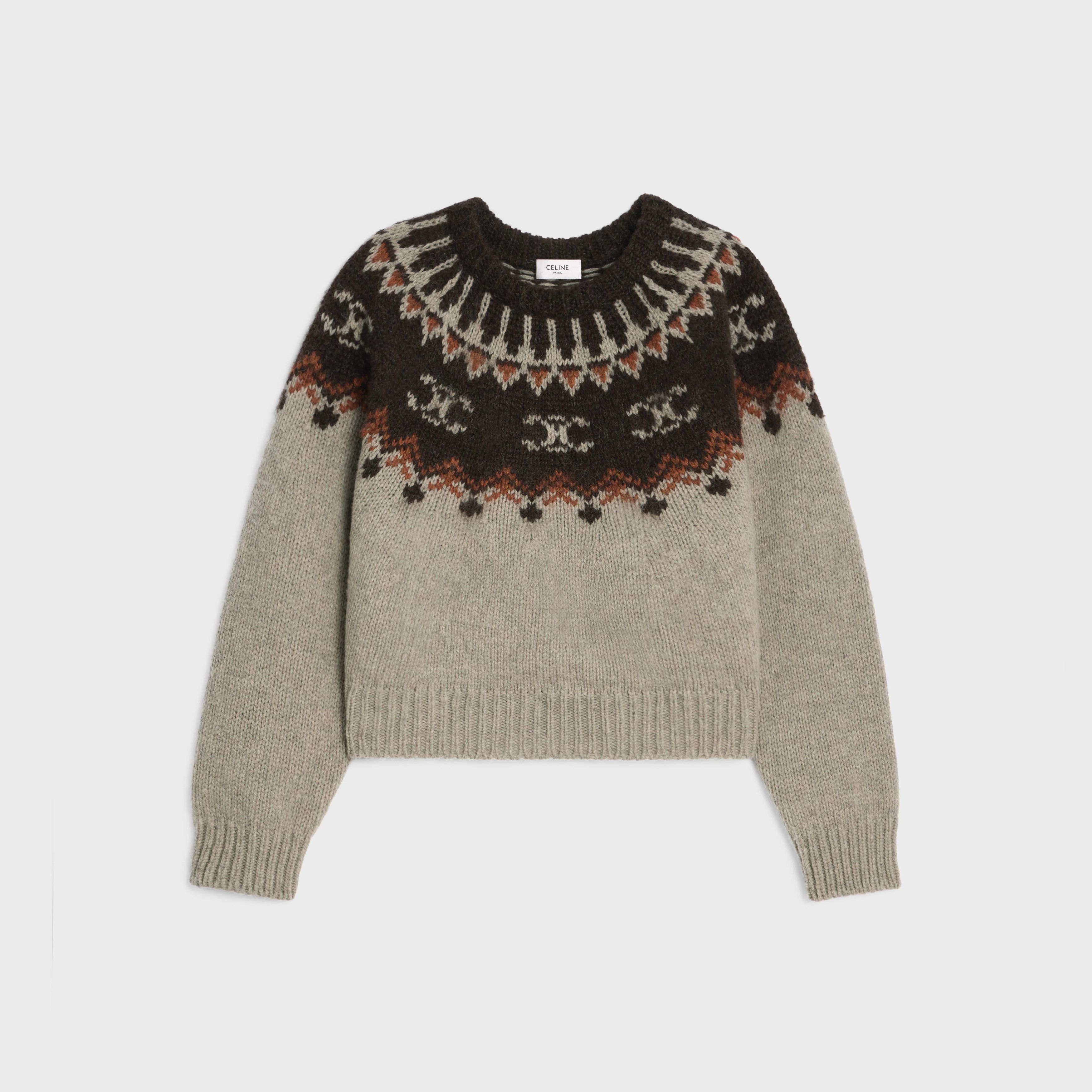 Celine crew neck sweater in triomphe fair isle wool Size XL / US 12-14 / IT 48-50 - 1 Thumbnail