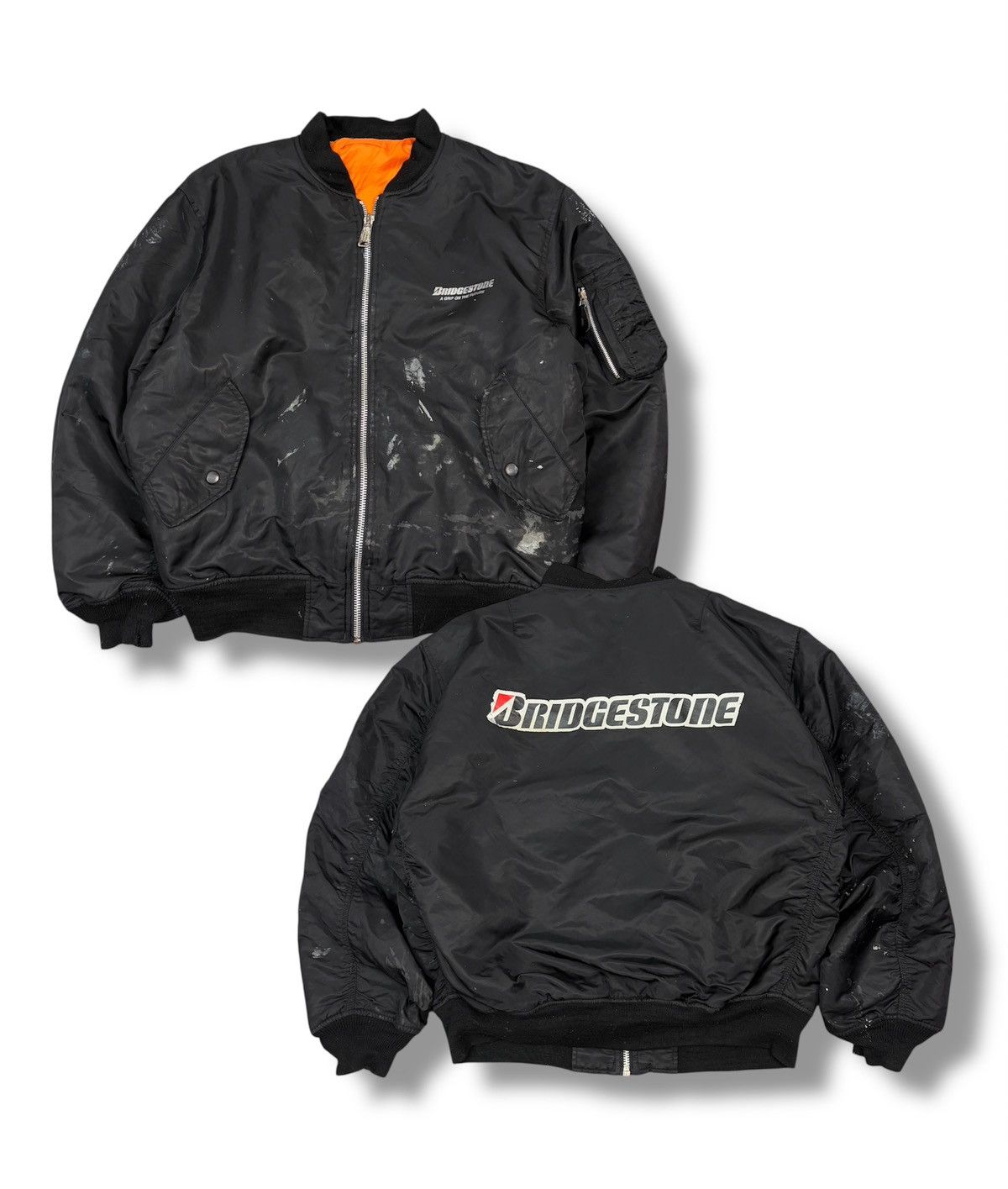 Japanese Brand Vintage Intermediate Ma-1 Flight Bomber Jacket Bridgestone Size US XL / EU 56 / 4 - 1 Thumbnail