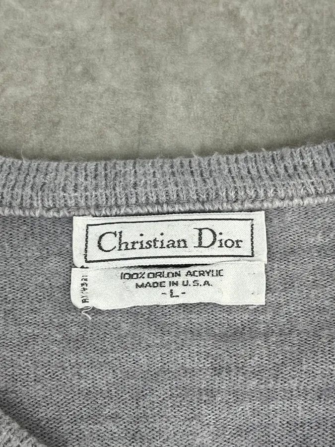 Dior 1990s Christian Dior Grey V-Neck Sweater Size US M / EU 48-50 / 2 - 9 Thumbnail