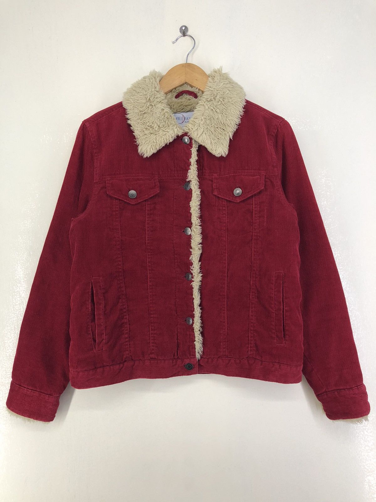 Meridian Corduroy Sherpa Trucker Red Jacket