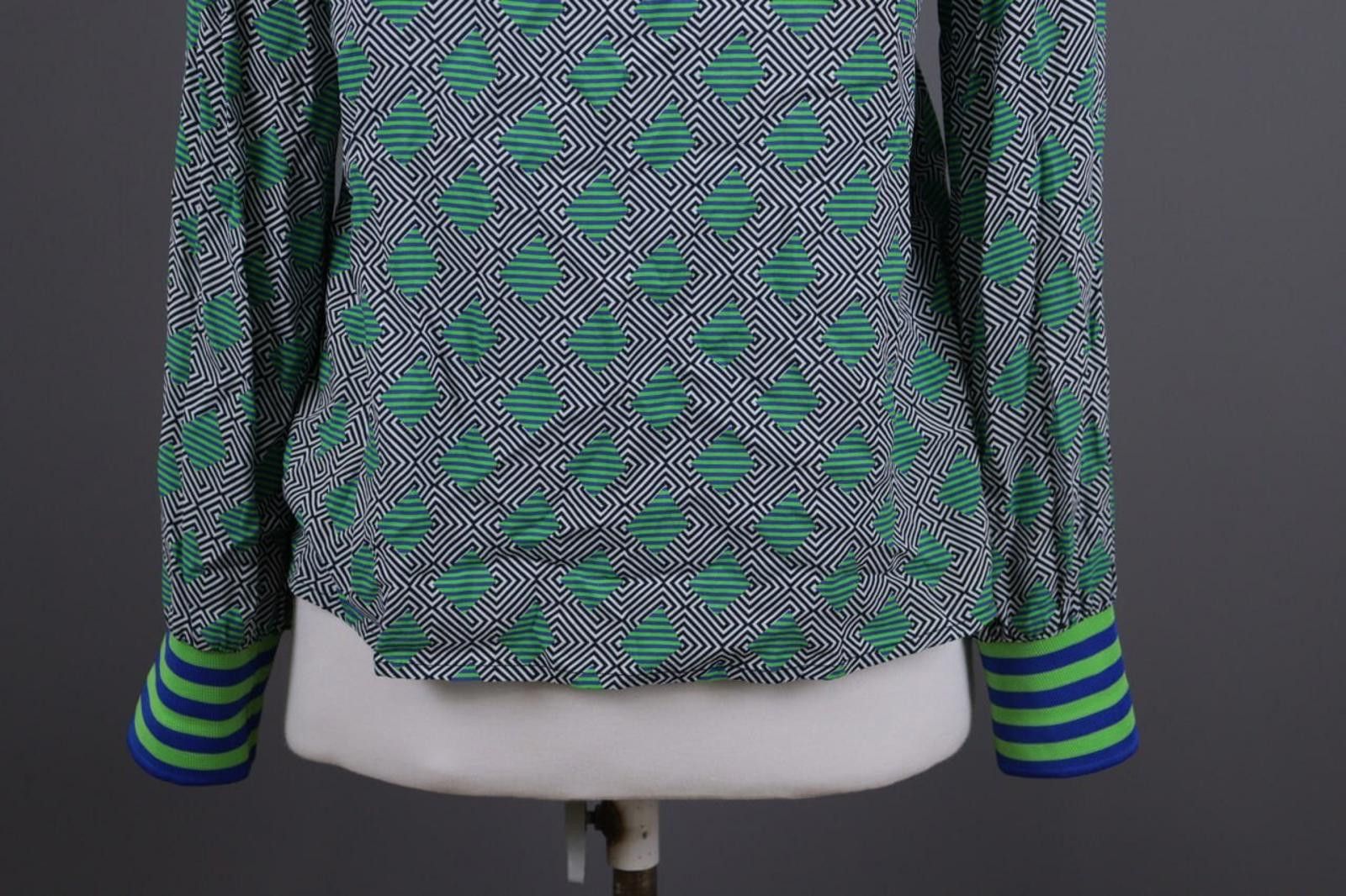 Designer Emily Van Den Bergh Green Geometric Summer Shirt Top Size 38 Size M / US 6-8 / IT 42-44 - 12 Thumbnail