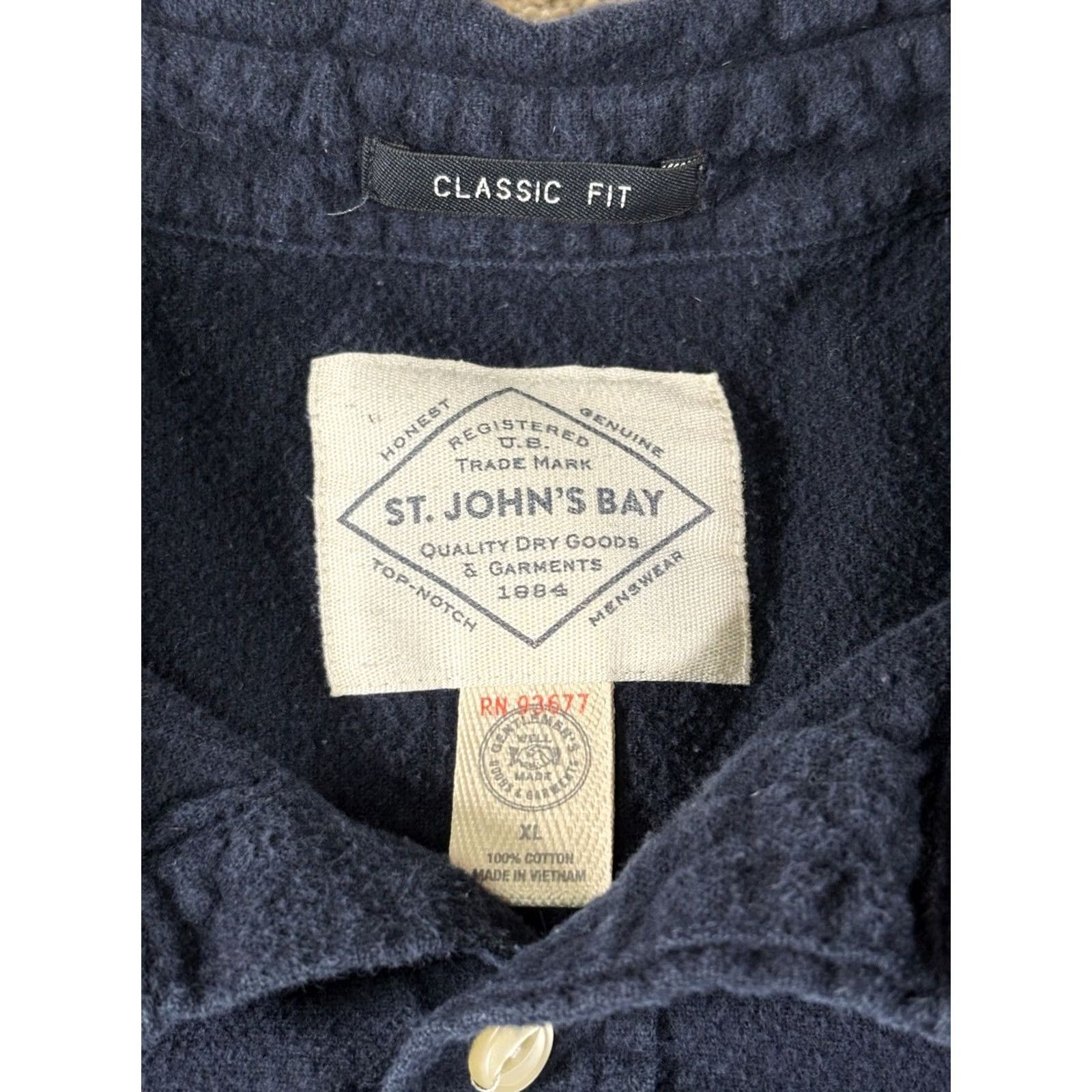 Vintage St. Johns Bay Flannel Classic Fit Shirt 100% Soft Cotton Navy Blue Men’s XL Size US XL / EU 56 / 4 - 2 Thumbnail