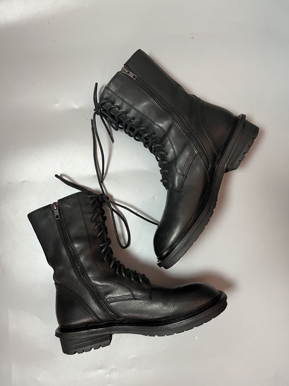 Ann Demeulemeester Ann Demeulemeester lace-up side zip combat boots Size US 10 / IT 40 - 1 Thumbnail
