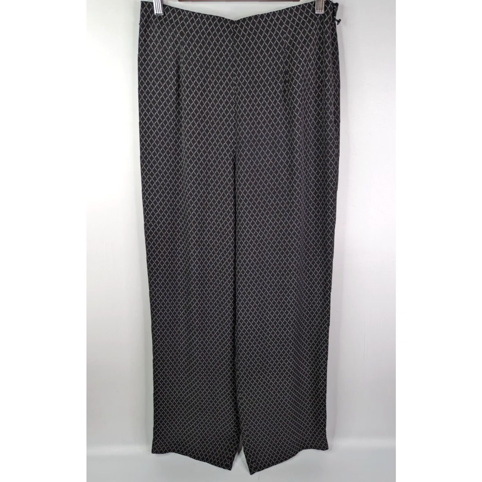 Talbots Talbots Pure Silk High Rise Wide Leg Pants Size 10 Black White Checks Pattern Pants Women Wide-Leg Dress Pants Size 32" / US 10 / IT 46 - 2 Thumbnail