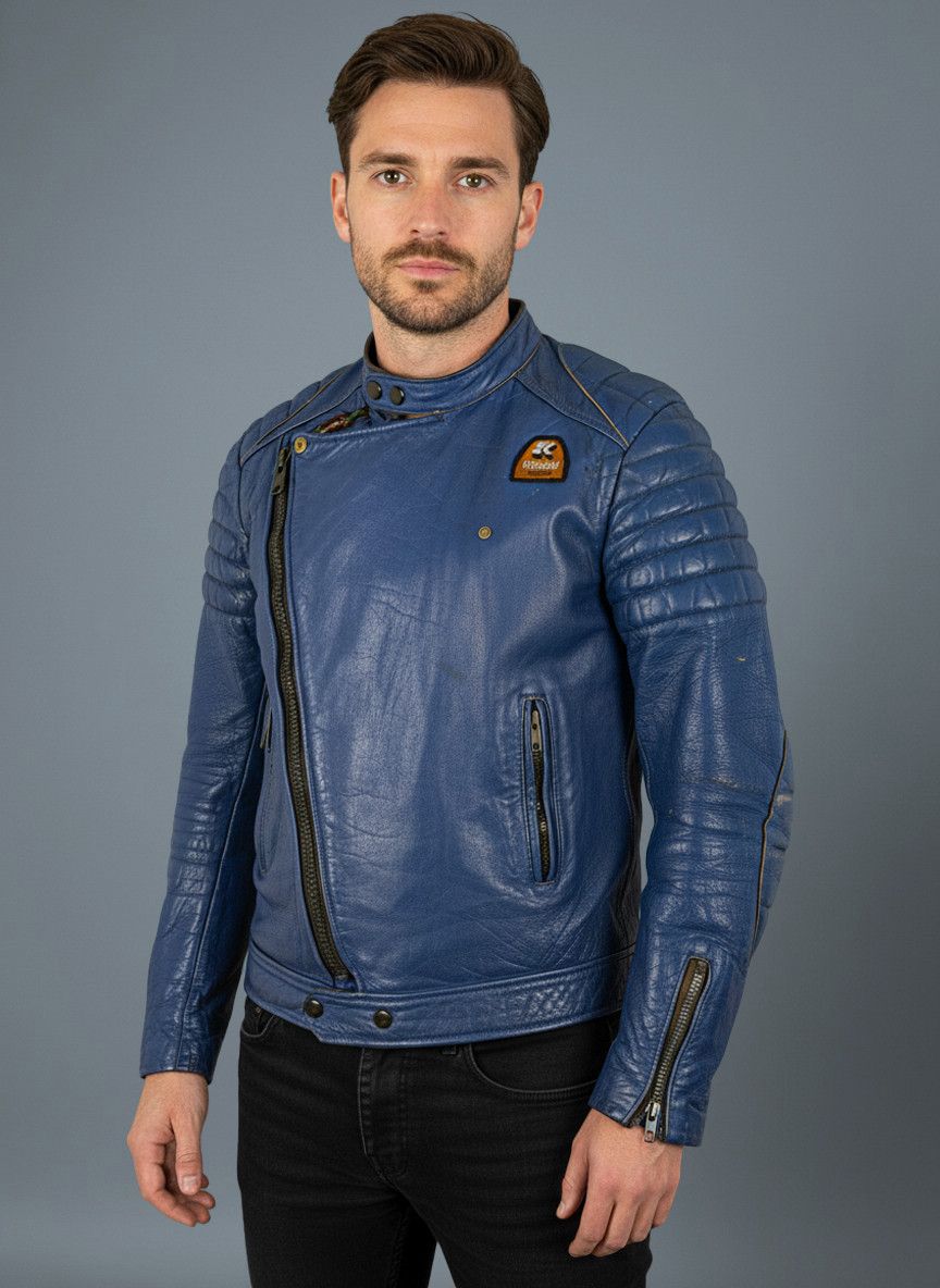 Vintage Vintage 70s Kershaw Blue Leather Motorcycle Biker Jacket Size US XS / EU 42 / 0 - 1 Thumbnail