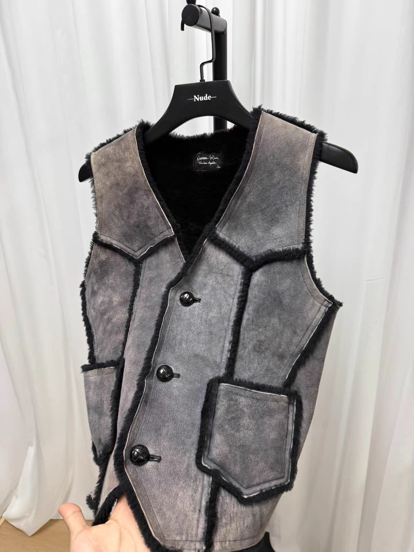 Number (N)ine Number (N)ine 09AW Shearling & Sheepskin Panel Vest K20 Size US S / EU 44-46 / 1 - 7 Thumbnail