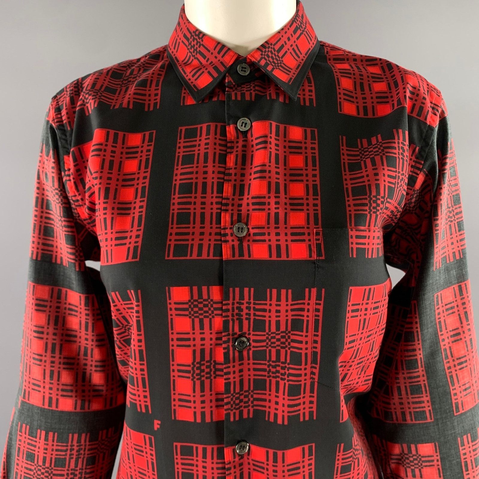 Comme des Garcons COMME des GARCONS Size S Red Black Polyester Plaid Blouse Size S / US 4 / IT 40 - 2 Thumbnail