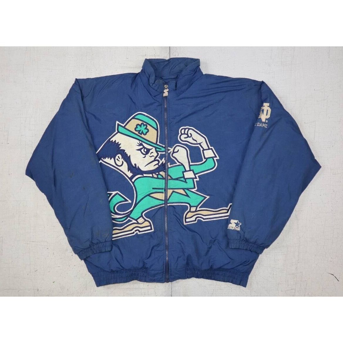 Starter Vintage 90s Starter Notre Dame Fighting Irish Hooded Sz L Size US L / EU 52-54 / 3 - 1 Thumbnail