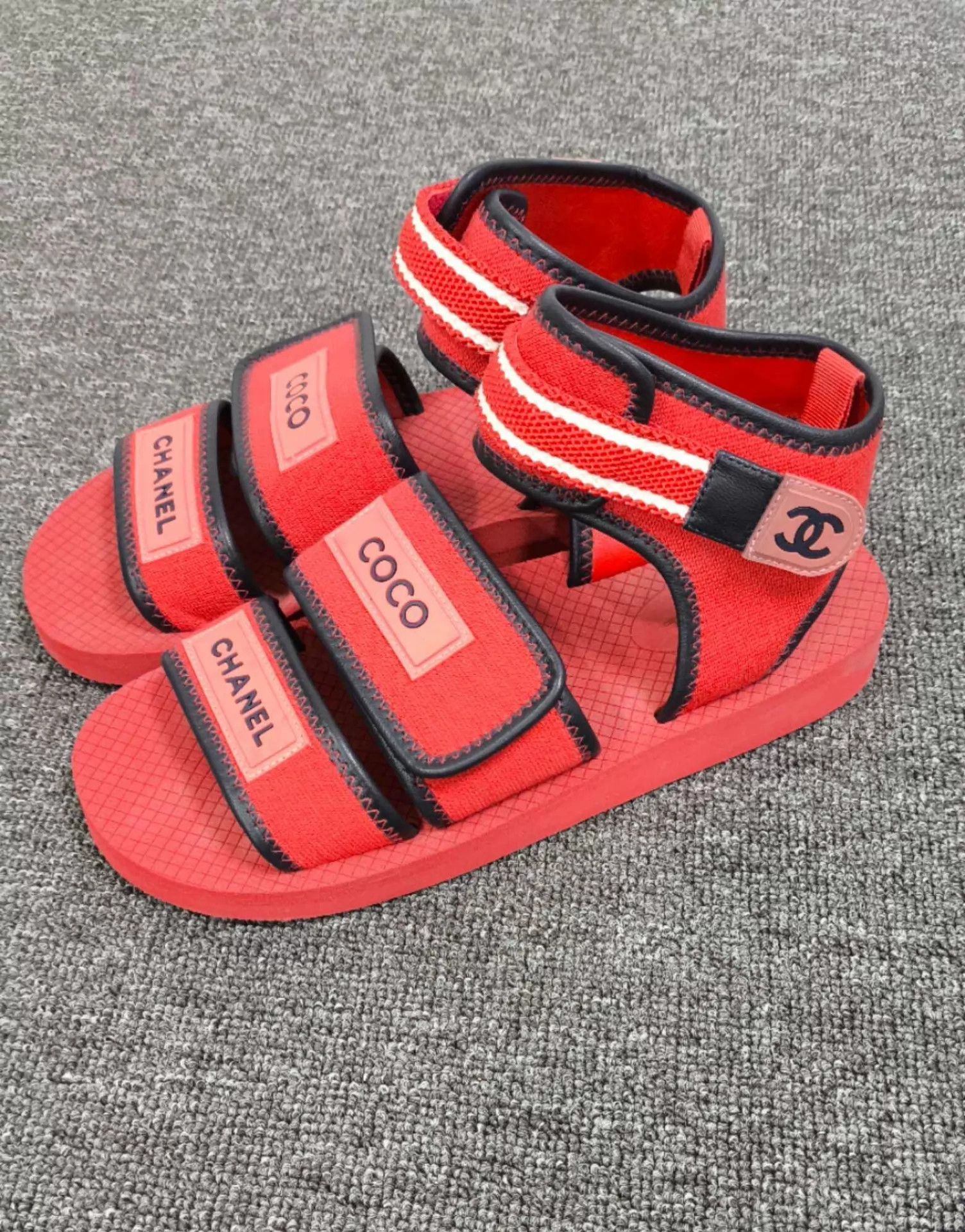 Chanel Chanel red velcro logo slipper 98 new size 38 Size US 7.5 / IT 37.5 - 1 Thumbnail