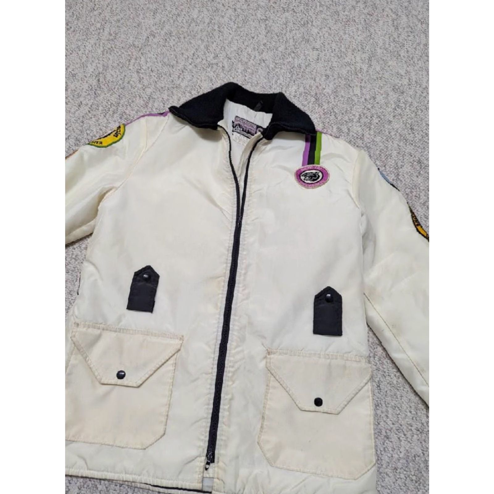 Vintage VINTAGE Arctic Cat Jacket Coat - USA Made Nylon Mens M White Patches 1970s Snowmobile Coat Decade 70s Measured Chest 24" (42-44) Mens Size US M / EU 48-50 / 2 - 3 Thumbnail