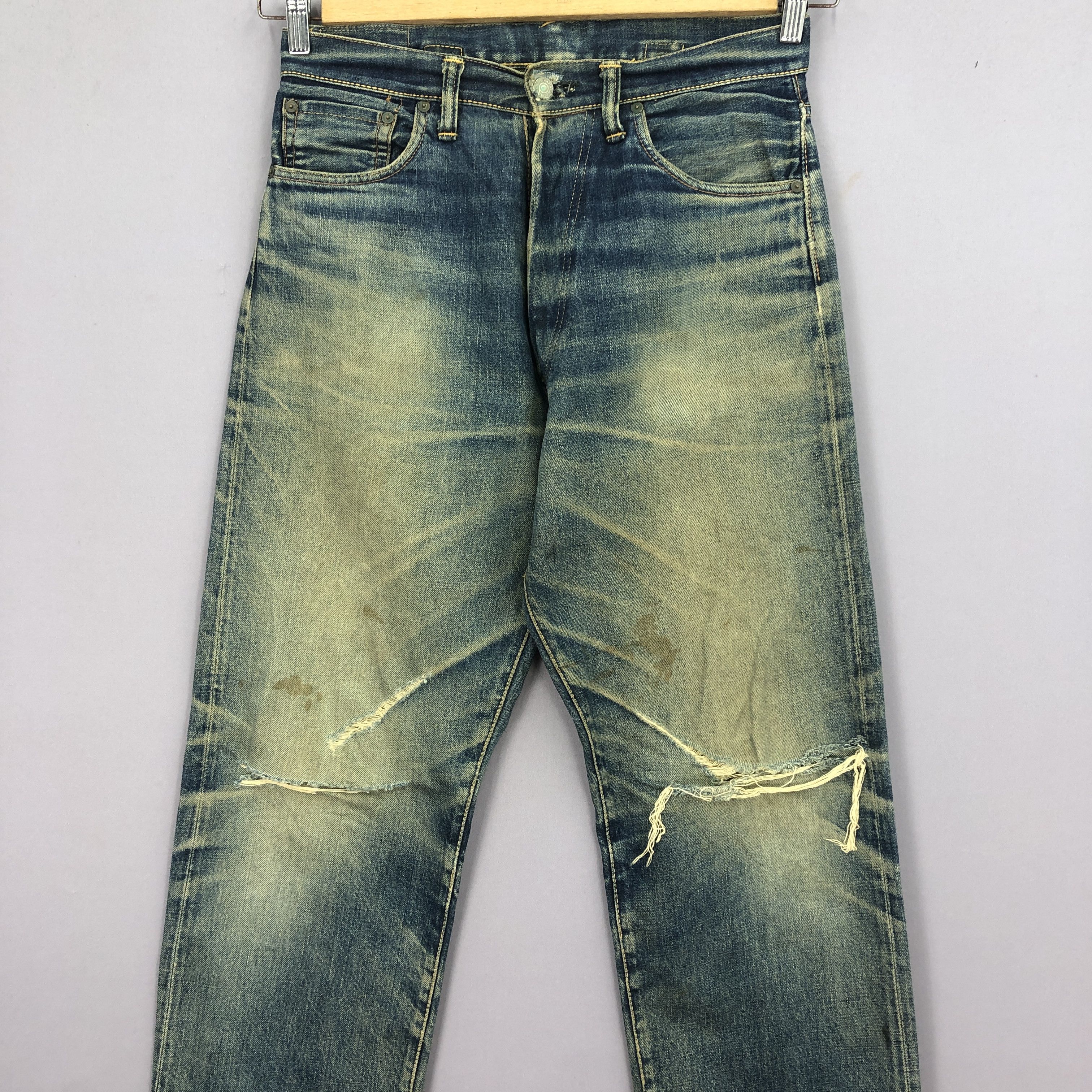 Japanese Brand Vintage 90s Evisu Selvedge Jeans Distressed Mud Wash Denim Size US 30 / EU 46 - 3 Thumbnail