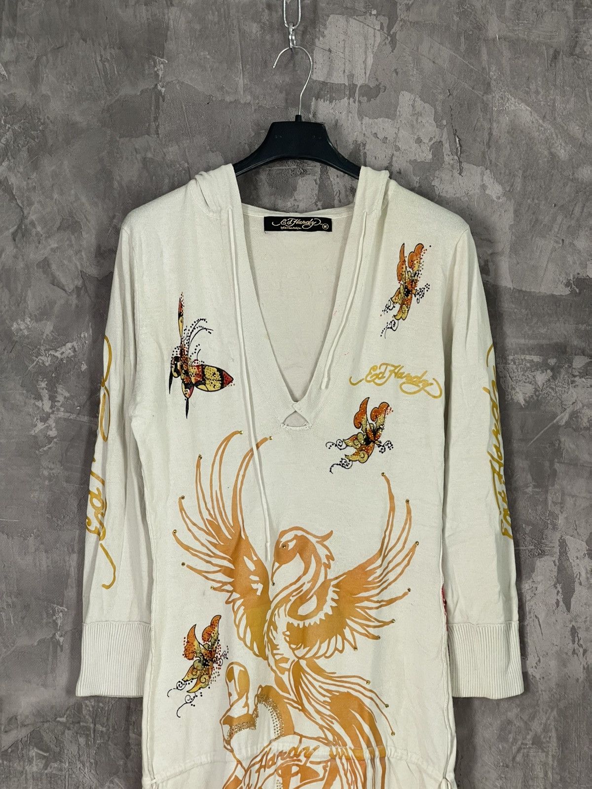 Christian Audigier × Designer × Ed Hardy Ed Hardy Women's Sweater Hoodie Dress y2k 2000s Size M / US 6-8 / IT 42-44 - 3 Thumbnail