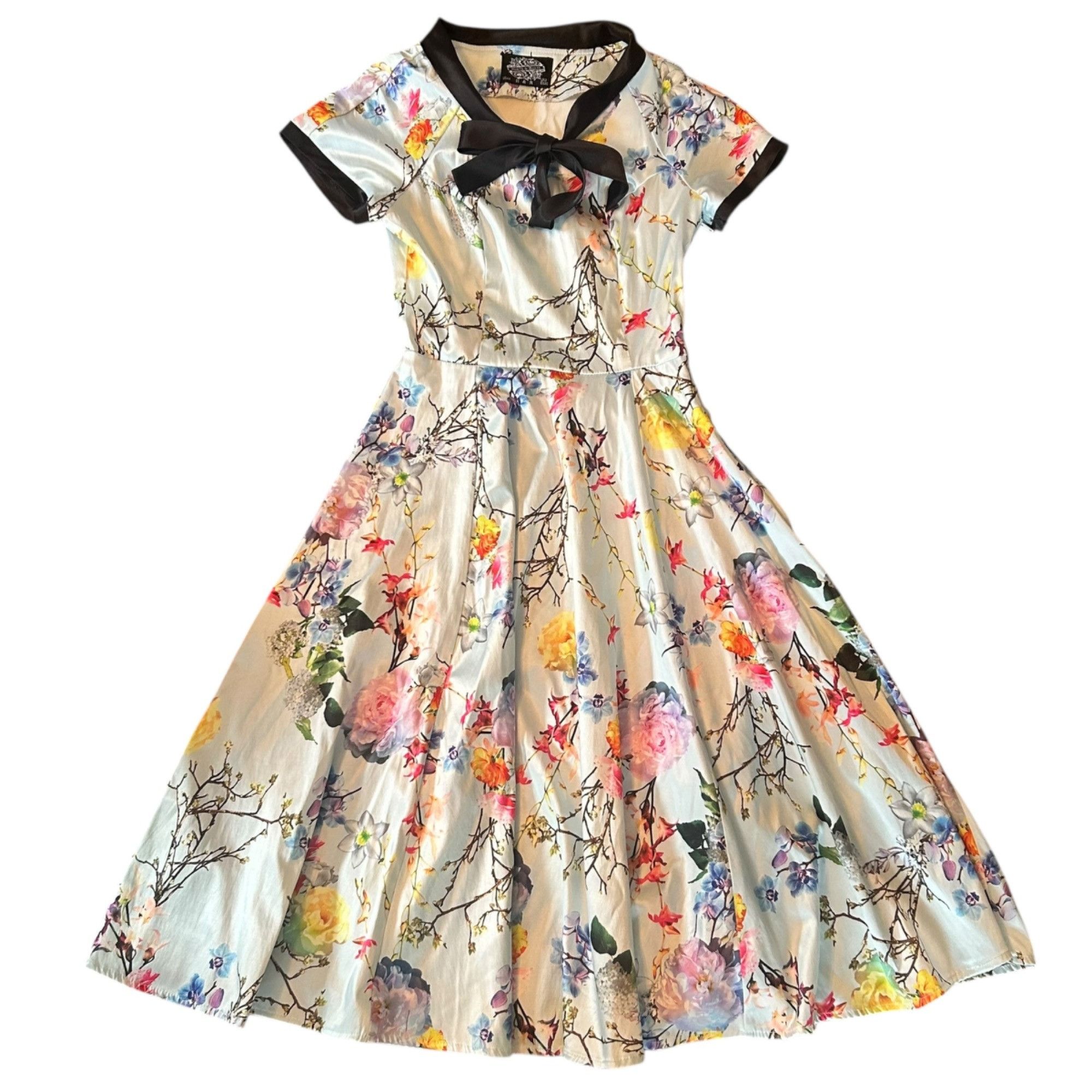 Other Hearts & Roses Floral Pinup Rockabilly Kimono Style Dress 4 Size S / US 4 / IT 40 - 1 Thumbnail