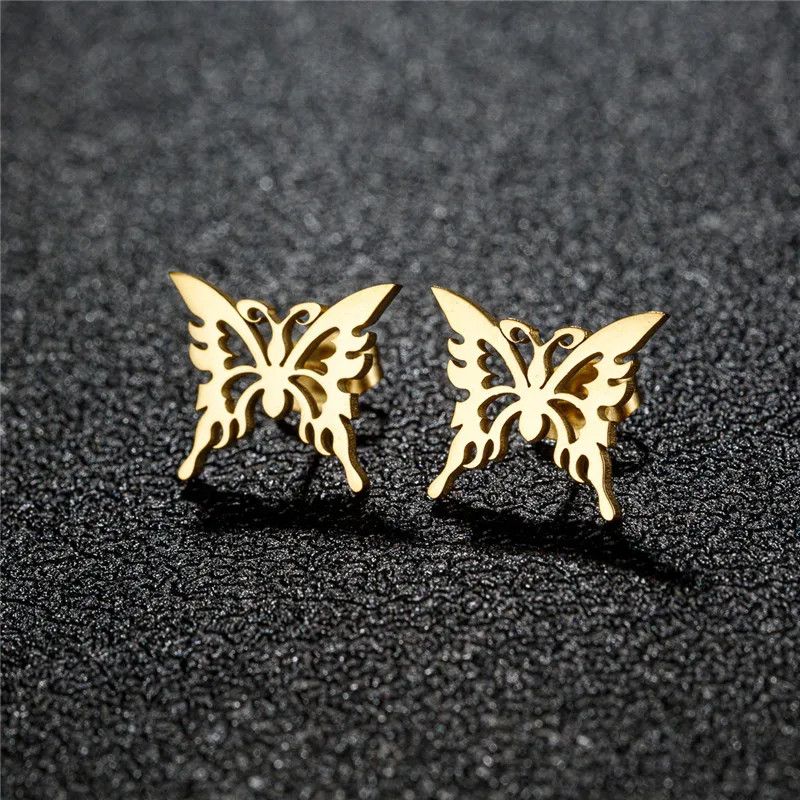 Jewelry Delicate Butterfly Mini Stud Earrings Charm Earring Gift Size ONE SIZE - 1 Thumbnail