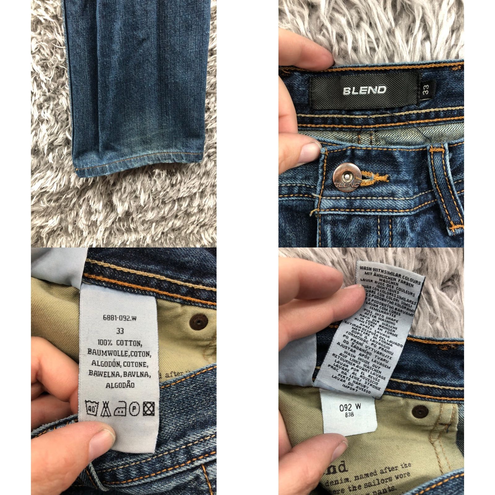 Vintage Blend Jeans Mens Size 33 Dark Wash Blue Denim Straight Leg Mid Rise 34 In Inseam 5-Pocket Brand Blend Regular Cotton Blend Jeans Mens Size US 33 - 8 Thumbnail