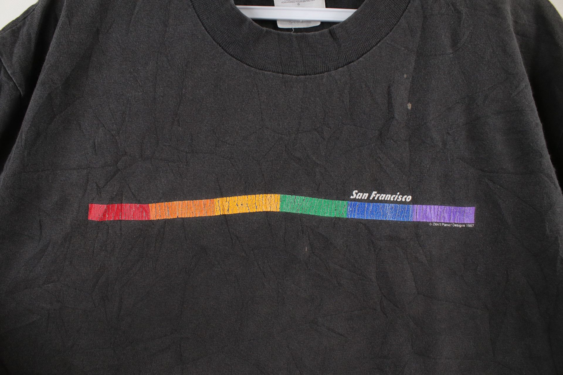 Vintage Vintage 90s Don't Panic Designs Rainbow LGBTQ T-Shirt Size US L / EU 52-54 / 3 - 4 Thumbnail