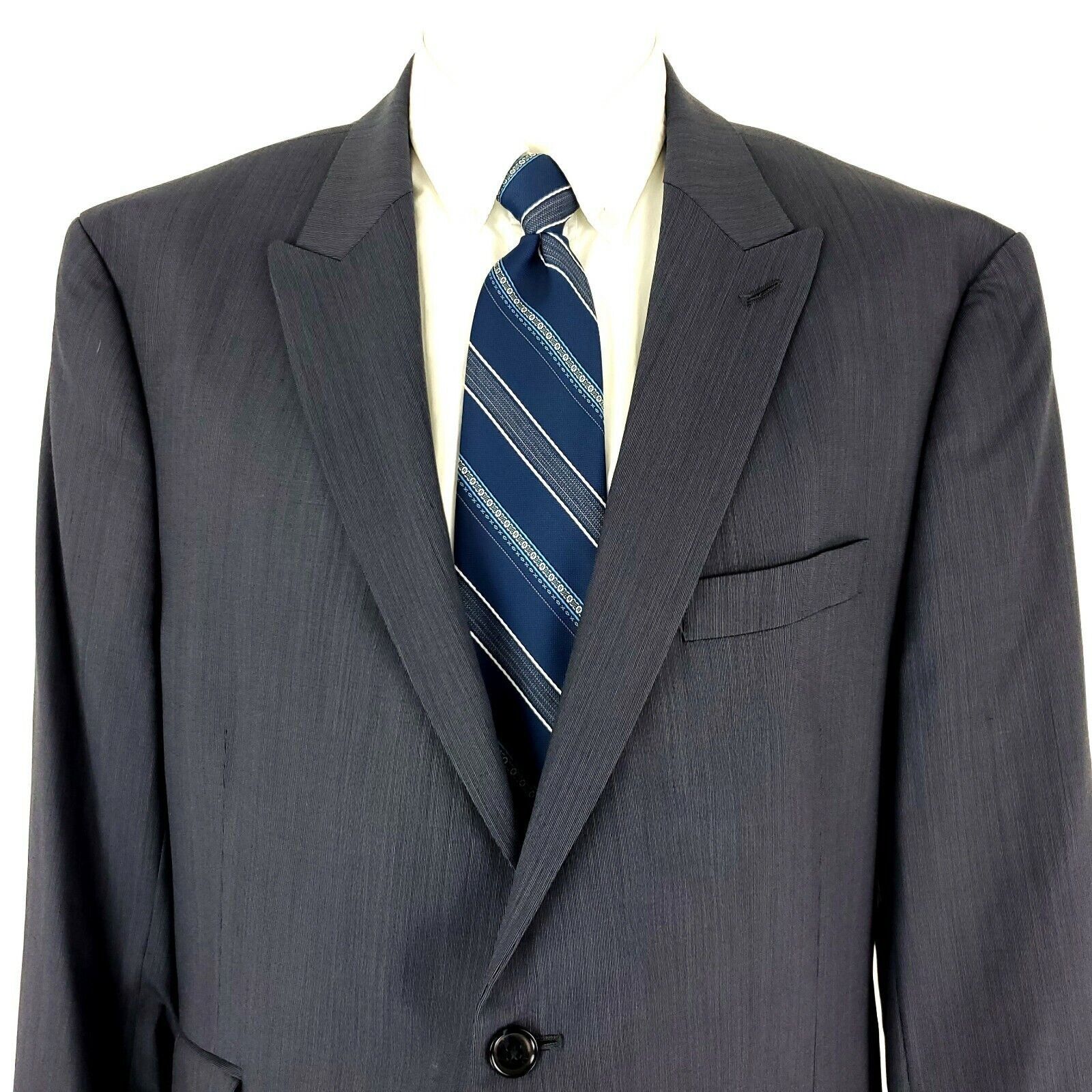 Tommy Hilfiger Tommy Hilfiger Wool 2 Button Blazer 42R Blue Striped Extra P Size 42R - 1 Thumbnail