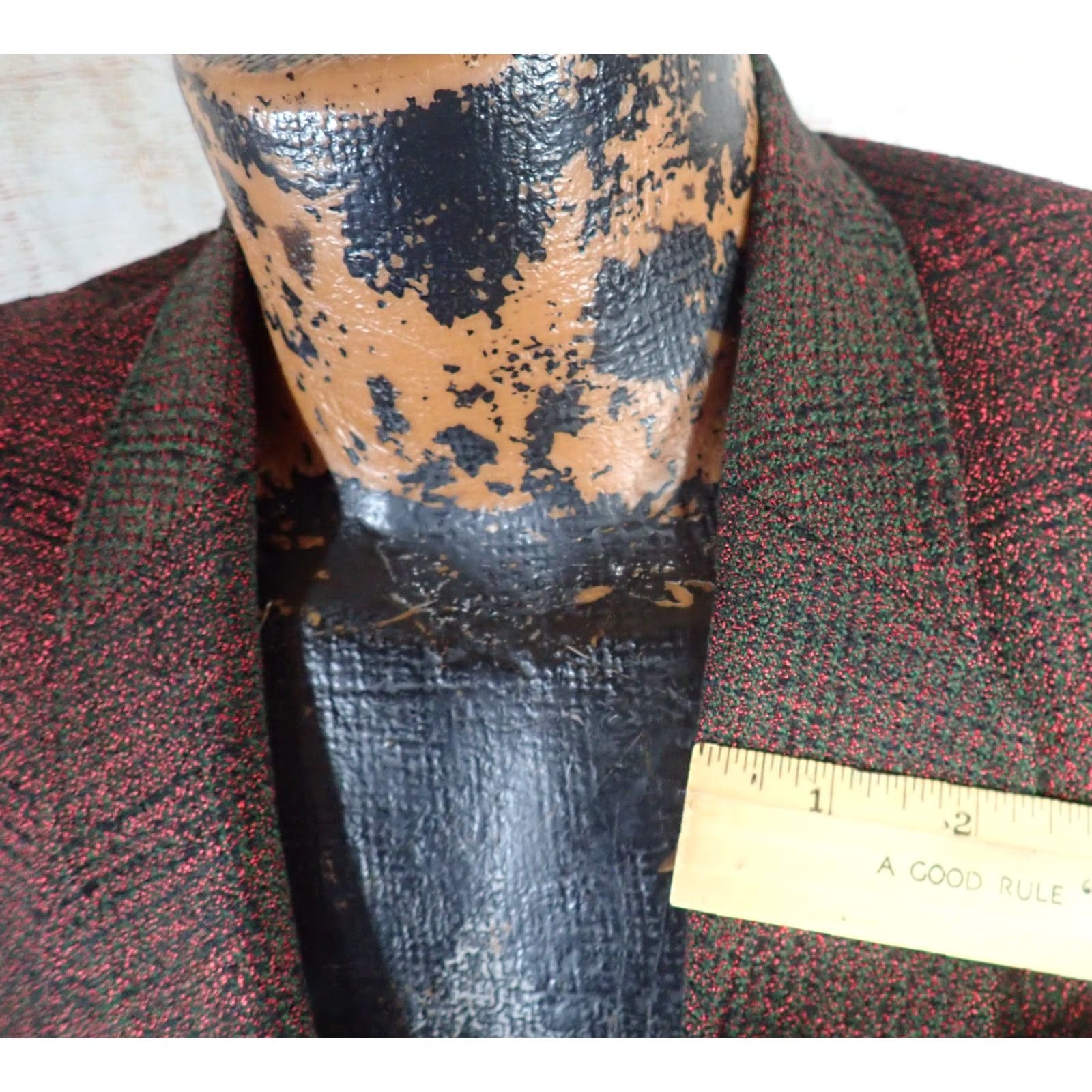 Vintage VINTAGE Kuppenheimer Blazer Mens 40 Red Black Green Check Plaid Wool 2-Button Blazer Size 40R - 3 Thumbnail