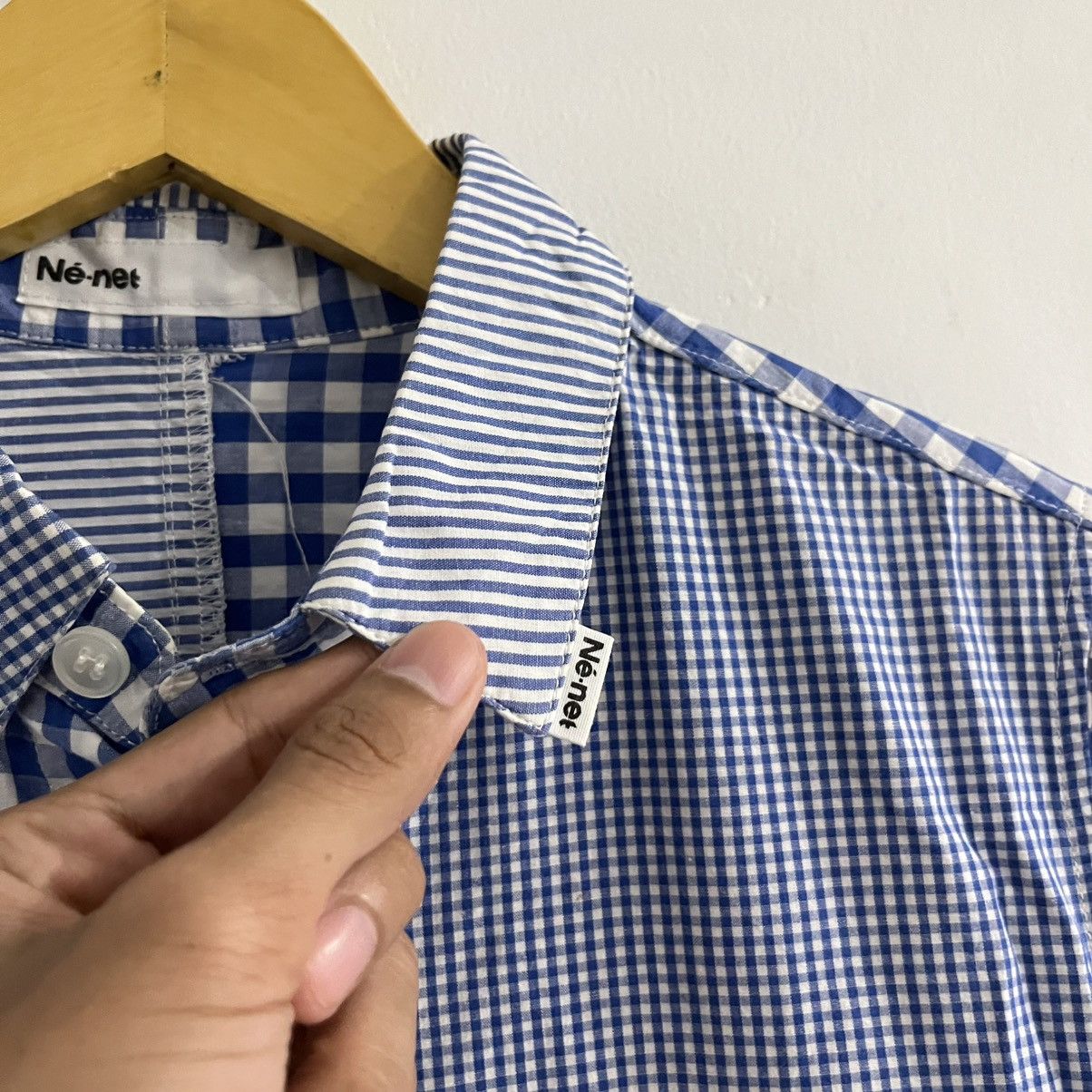 Ne-Net Ne net Issey miyake - Gingham Striped Unique Cut Button Up Size US M / EU 48-50 / 2 - 4 Thumbnail