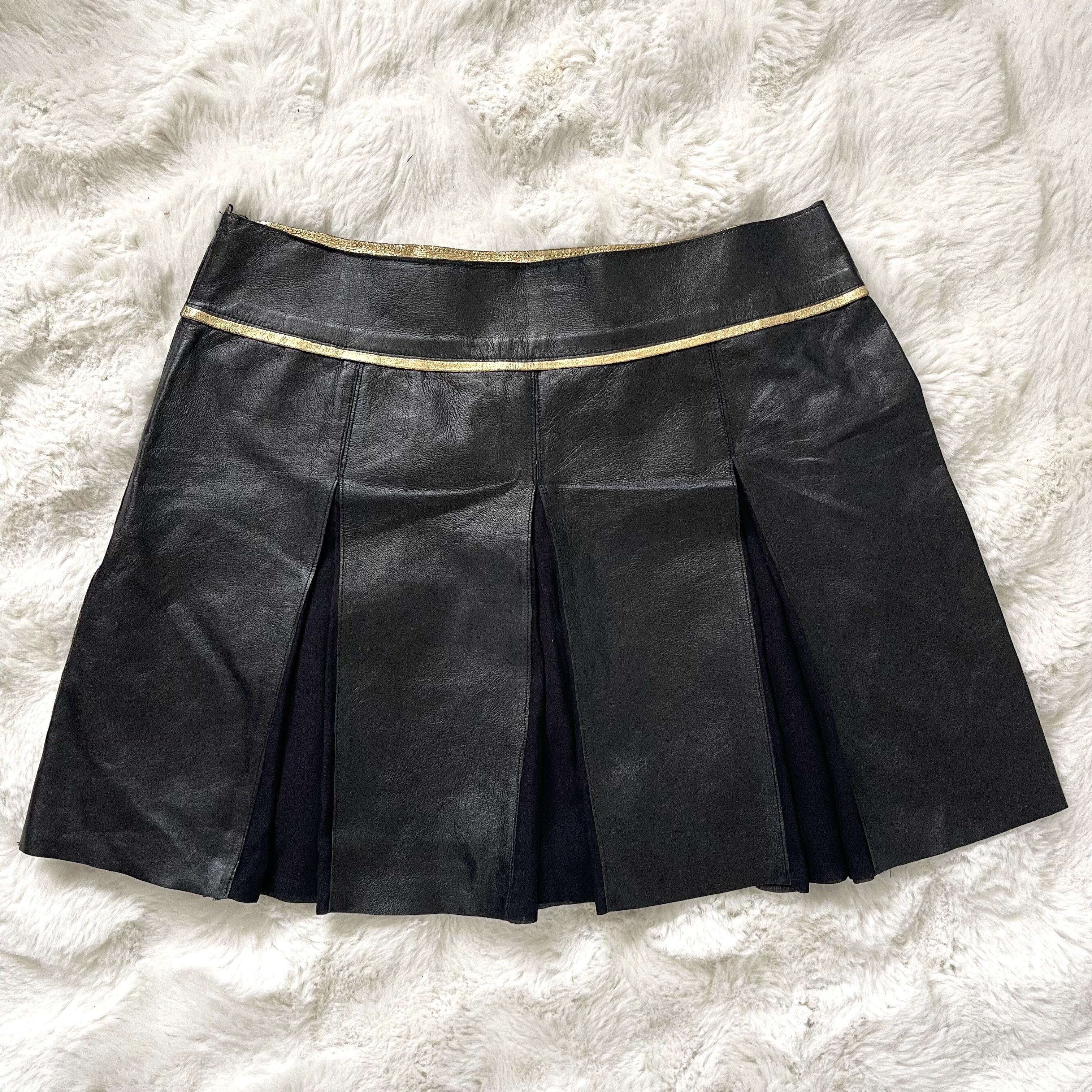 Dolce & Gabbana Vintage Dolce & Gabbana Leather + Silk Skirt Size 27" / US 4 / IT 40 - 2 Thumbnail