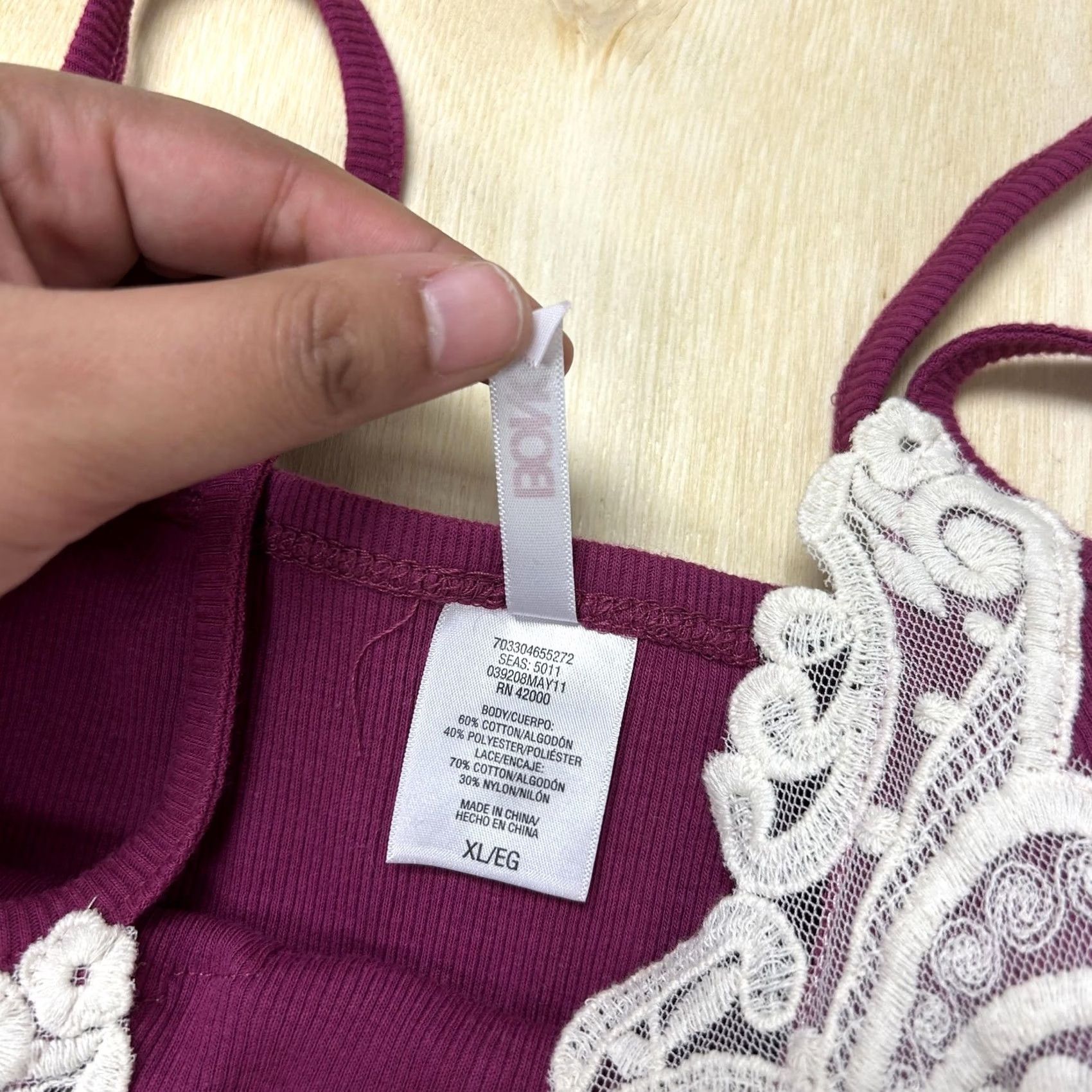 Vintage Y2K Bongo Tank Top Womens XL Purple Lace Trim Cami Camisole Strappy Shirt Size XL / US 12-14 / IT 48-50 - 6 Thumbnail