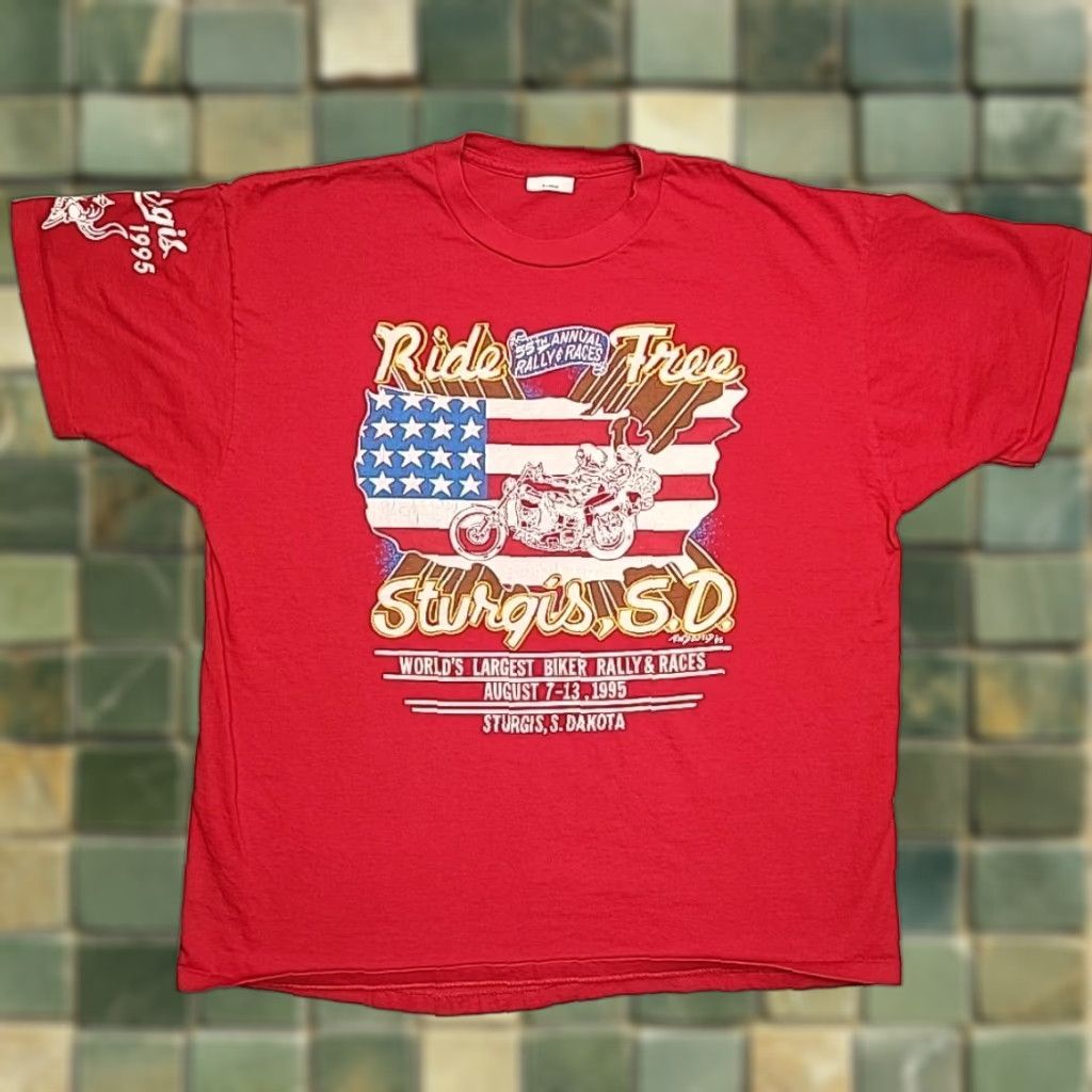 Vintage VINTAGE Sturgis Shirt Mens XL Red 1995 55Th Biker Rally South Dakota Made in USA Shirt Mens XL Red 1995 55Th Biker Rally South Dakota Made in USA Size US XL / EU 56 / 4 - 1 Thumbnail