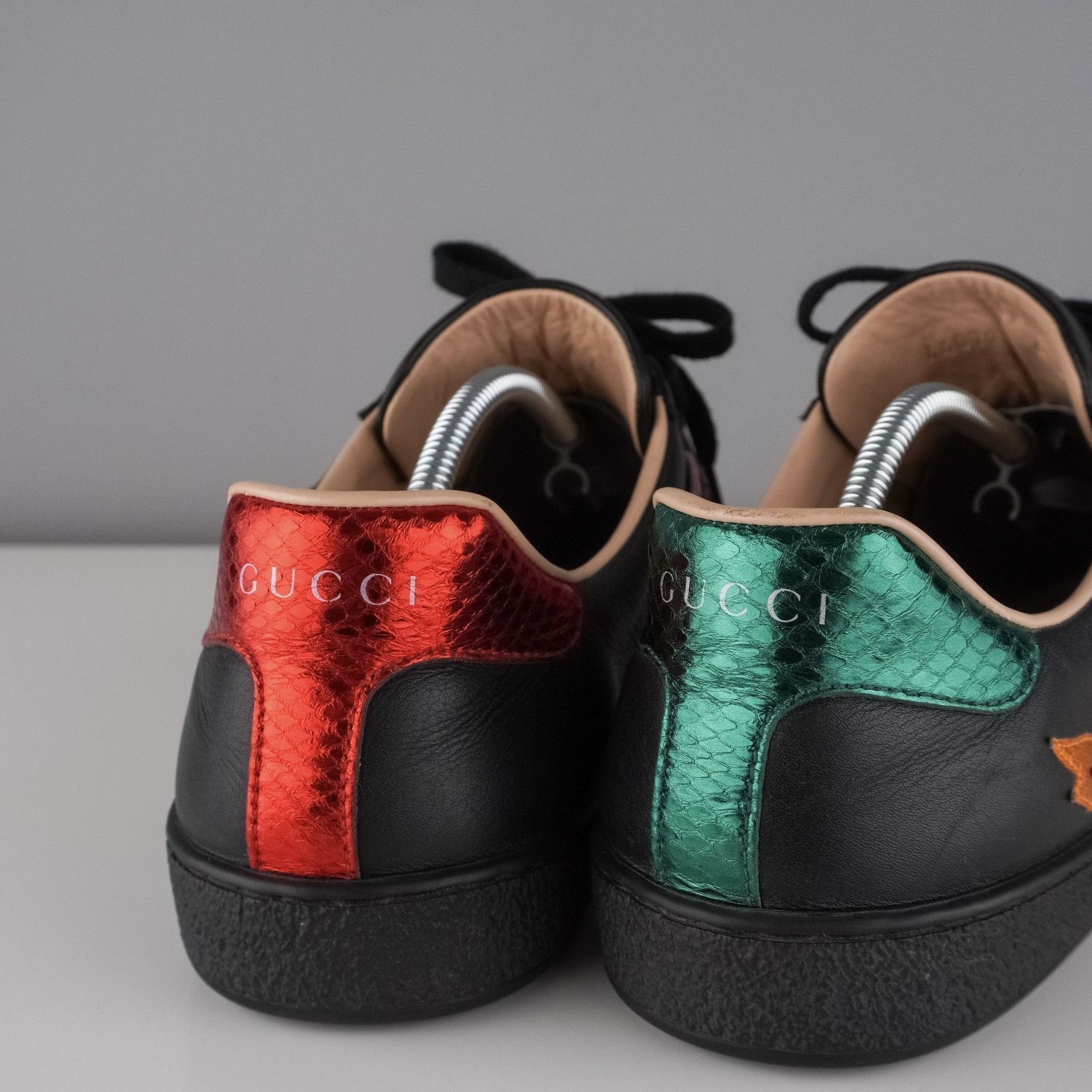 Gucci Gucci ace flame logo black leather sneakers Size US 6 / EU 39 - 5 Thumbnail
