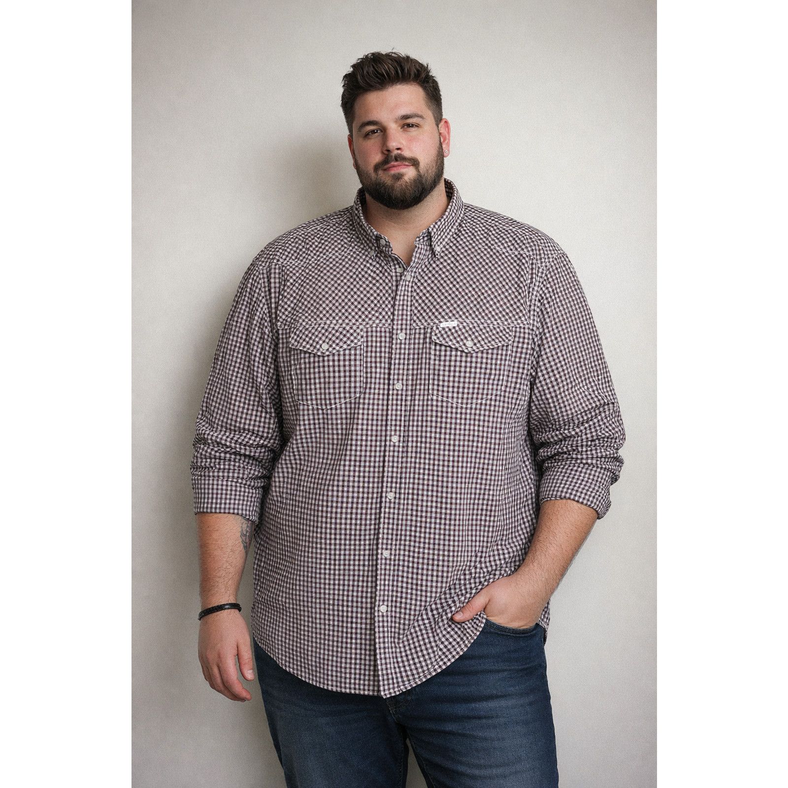 Marc Ecko Marc Ecko Gingham Shirt Men's 3XL Snap Front Long Sleeve Size US XXL / EU 58 / 5 - 1 Thumbnail