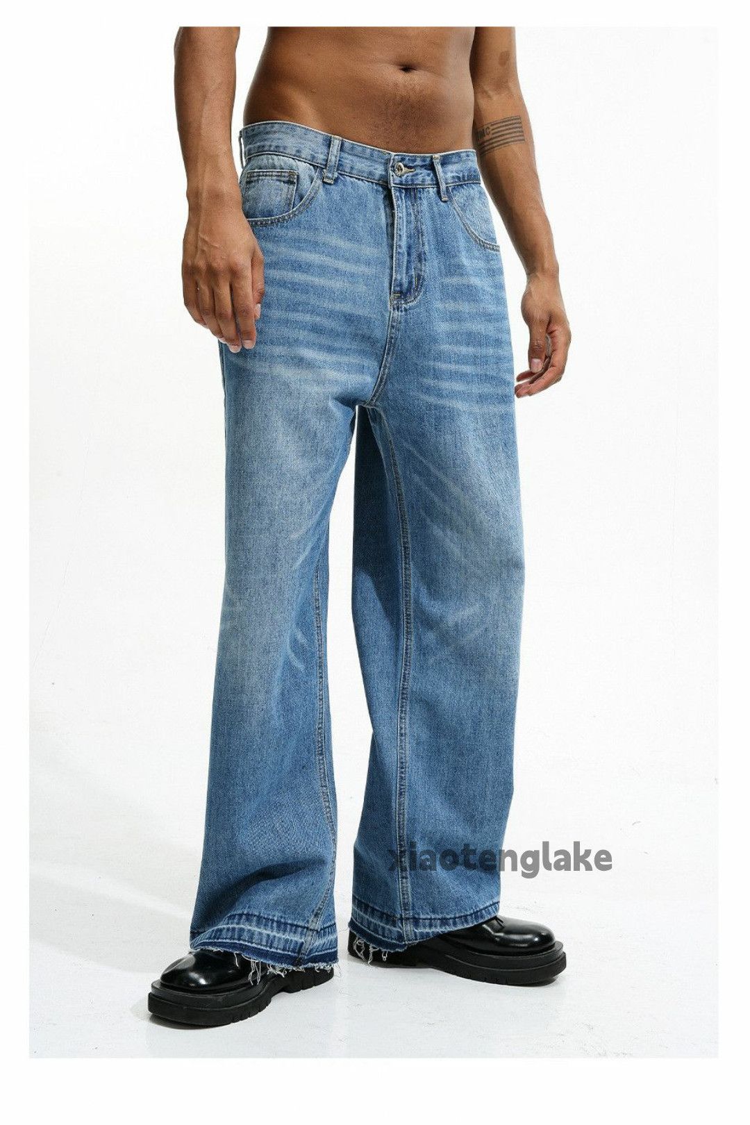 Jean × Vintage washed faded cleanfit yuppie loose baggy flared jeans Size US 30 / EU 46 - 6 Thumbnail