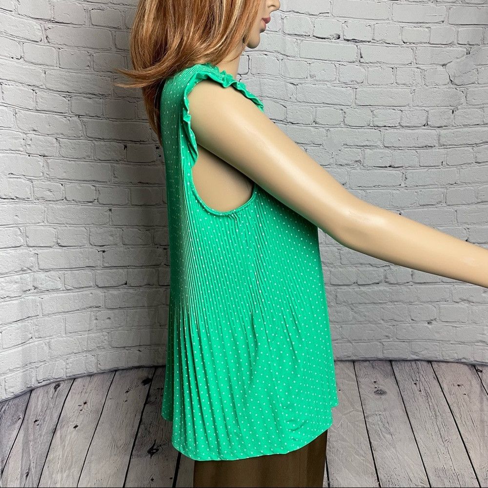 Adrianna Papell NWT New $59 Adrianna Papell Ruffled Neck Pleated Knit Green Size M / US 6-8 / IT 42-44 - 3 Thumbnail