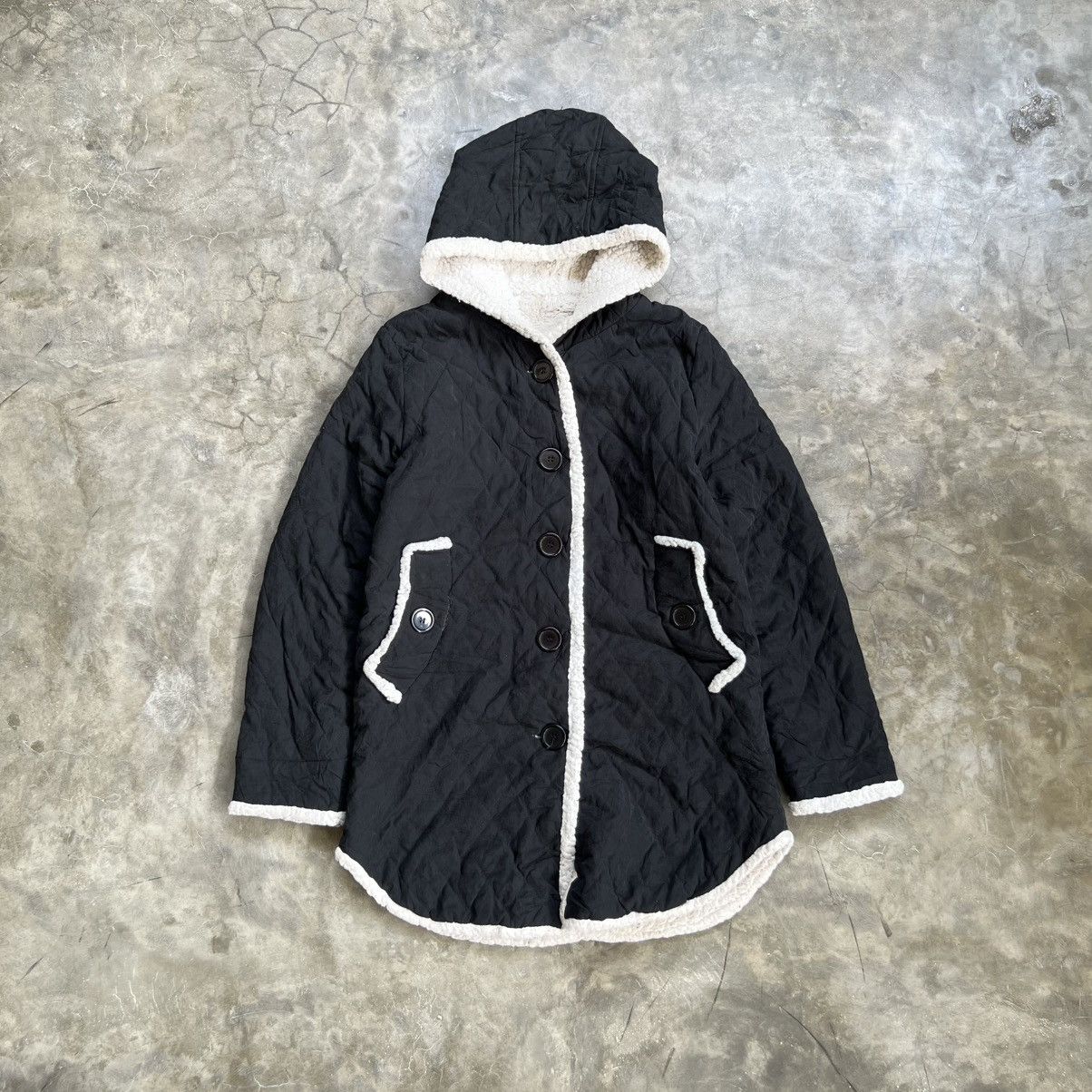 Japanese Brand 2000s Ellie Quilted Sherpa Parka Jacket Size ONE SIZE - 1 Thumbnail