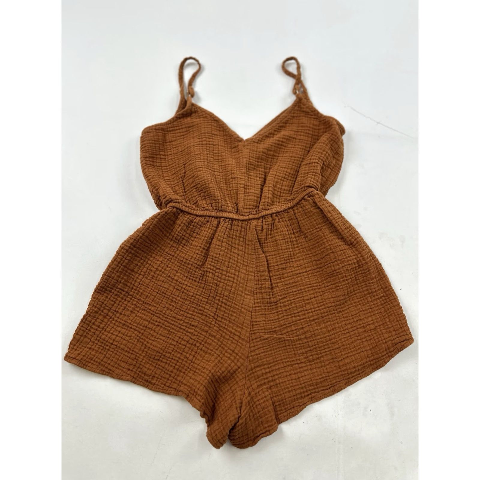 Zara Zara Romper Women’s Small Brown Sleeveless V-Neck Beach Bohemian Size 28" / US 6 / IT 42 - 2 Thumbnail