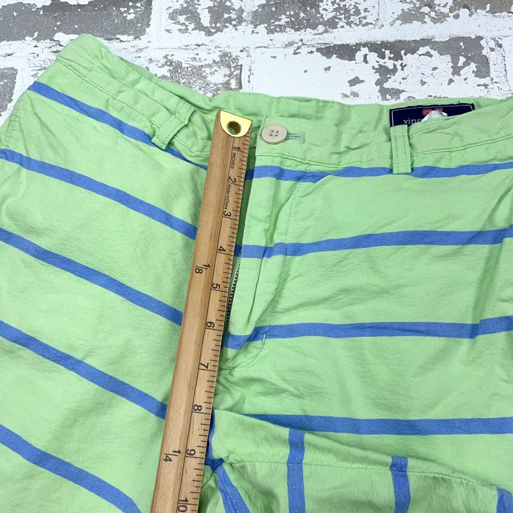 Vineyard Vines VINEYARD VINES Chino Shorts Men 30 Green Blue Striped Golf Twill Casual Preppy Size US 30 / EU 46 - 7 Thumbnail