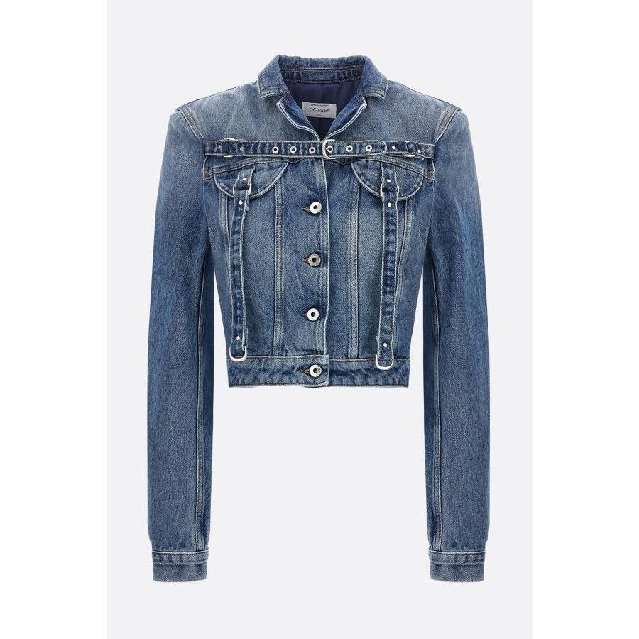 Off-White OFF-WHITE Blue Denim Cropped Cargo Jacket New & Authentic (W Size S / US 4 / IT 40 - 1 Thumbnail