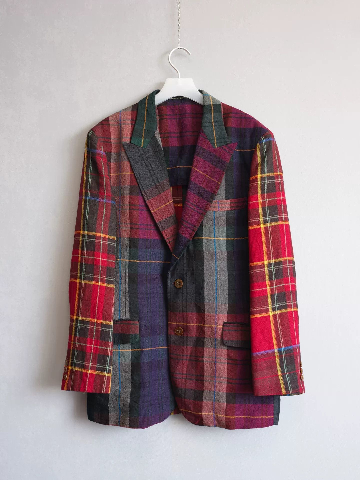 Yohji Yamamoto yohji yamamoto plaid jacket with leather details Size US M / EU 48-50 / 2 - 1 Thumbnail