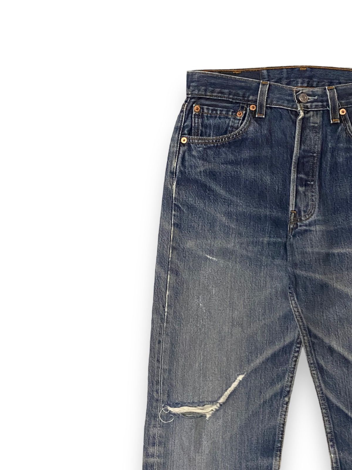 Levi's Levis 501 555 Distressed Light Washed Honeycomb Button Fly Size US 28 / EU 44 - 6 Thumbnail