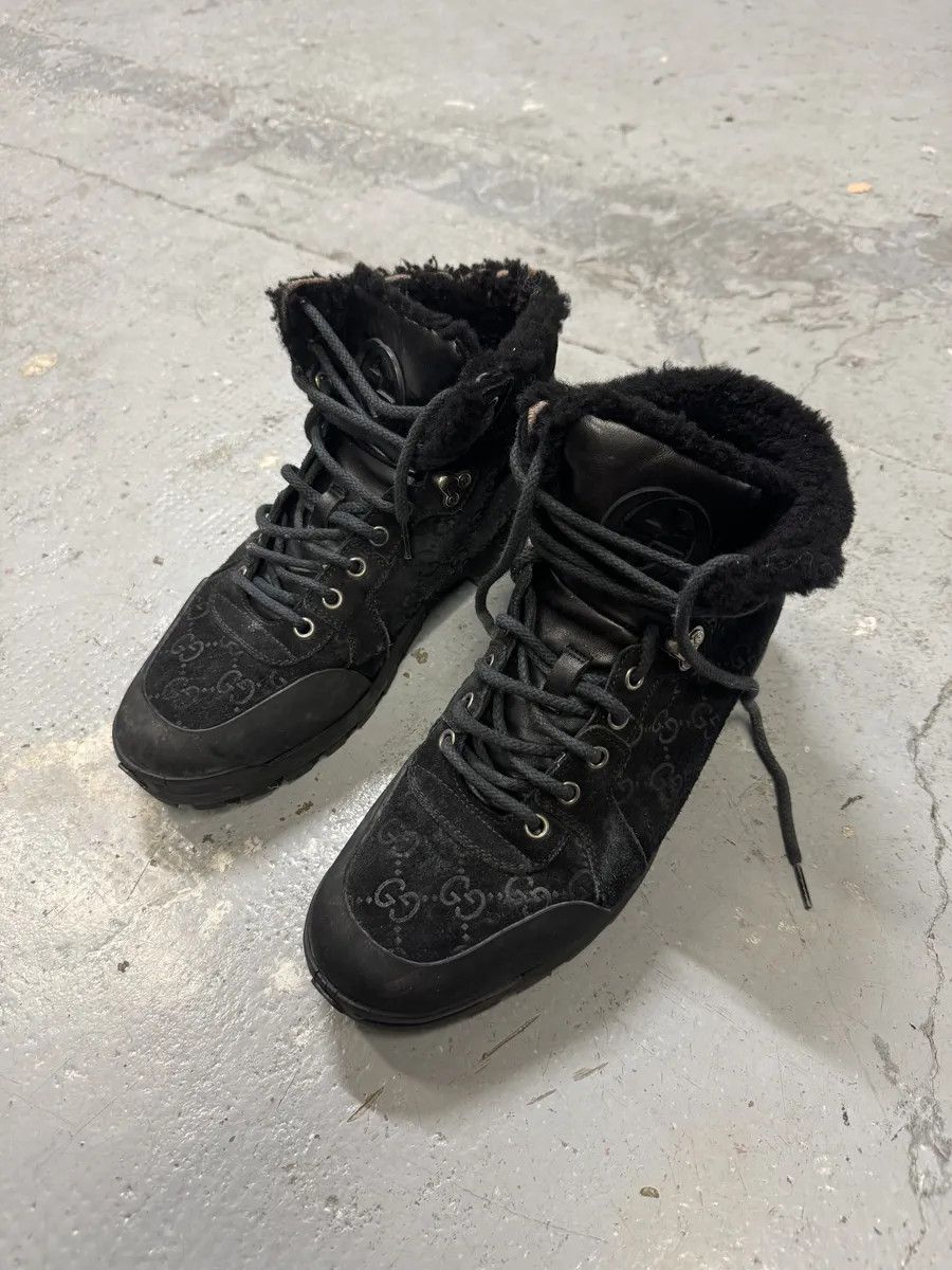 Gucci Gucci Nebraska Black Suede Fur Leather Boots Size US 7.5 / IT 37.5 - 4 Thumbnail
