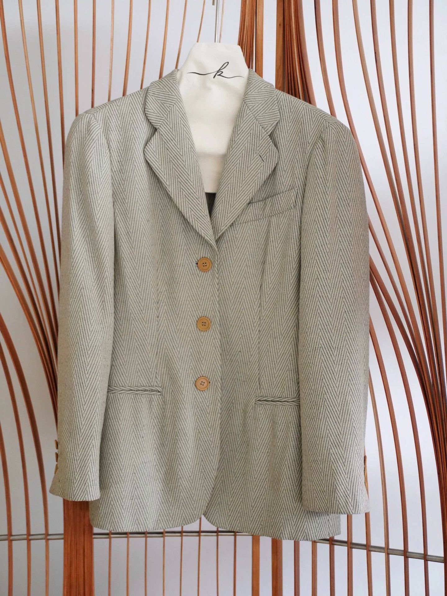 Armani Giorgio Armani Vintage Wool Herringbone Suit Jkt 38/M Flaws Size XS / US 0-2 / IT 36-38 - 2 Thumbnail